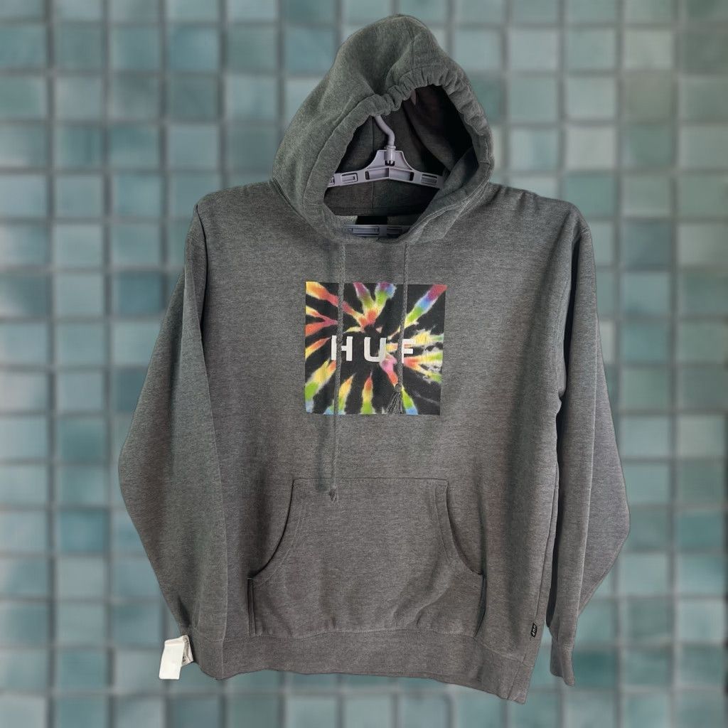 Huf HUF Pullover Hoodie Adult M Gray Tie Dye Graphic Print Crew Neck Hooded Pockets Logo Mens Size US M / EU 48-50 / 2 - 1 Thumbnail