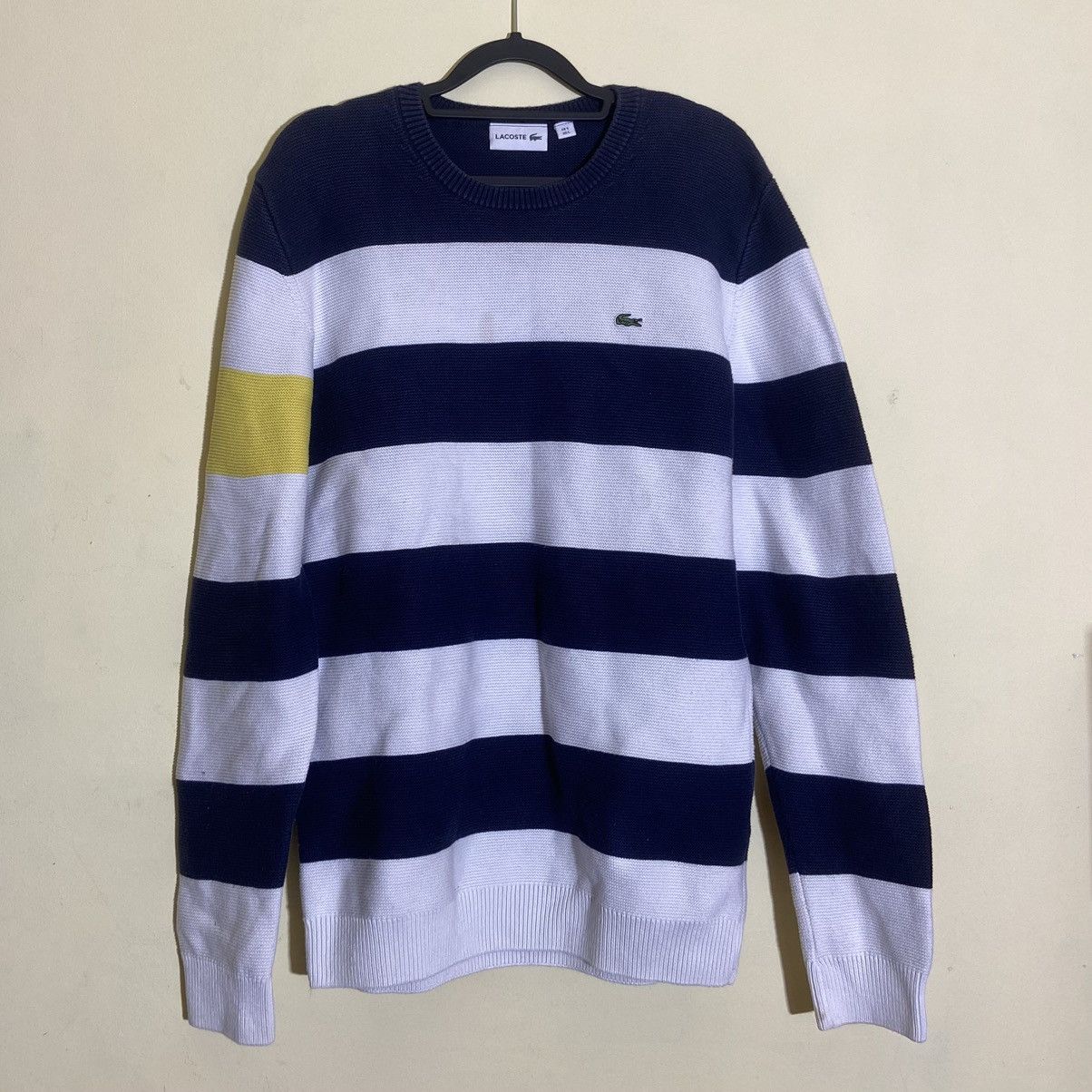 Lacoste 🔵 Lacoste Blue Striped Wool Sweater — L/5 Size US L / EU 52-54 / 3 - 1 Thumbnail
