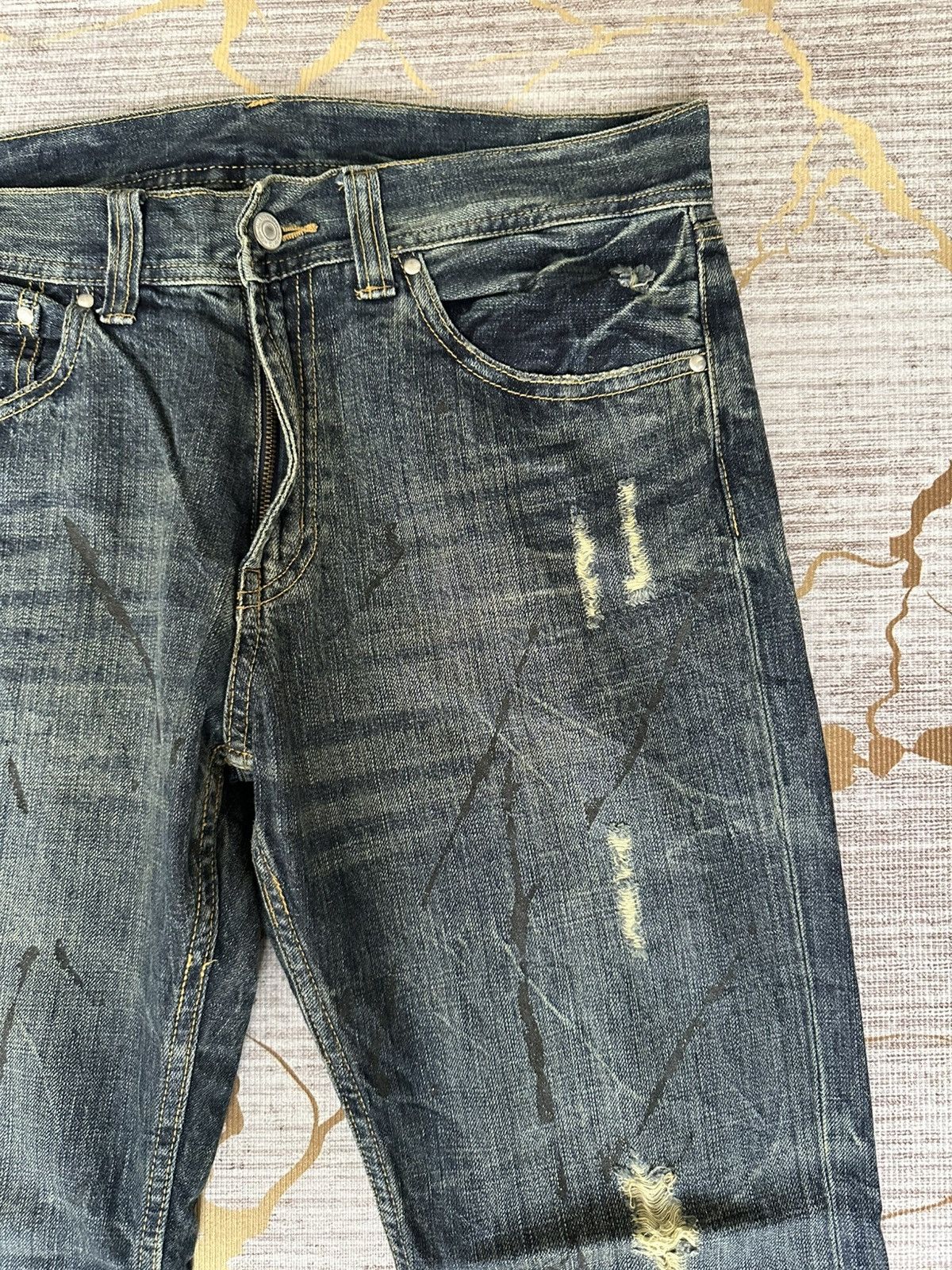 Japanese Brand FLARE Japanese Brand Distressed Claw Marks Design Denim Size US 33 - 11 Thumbnail