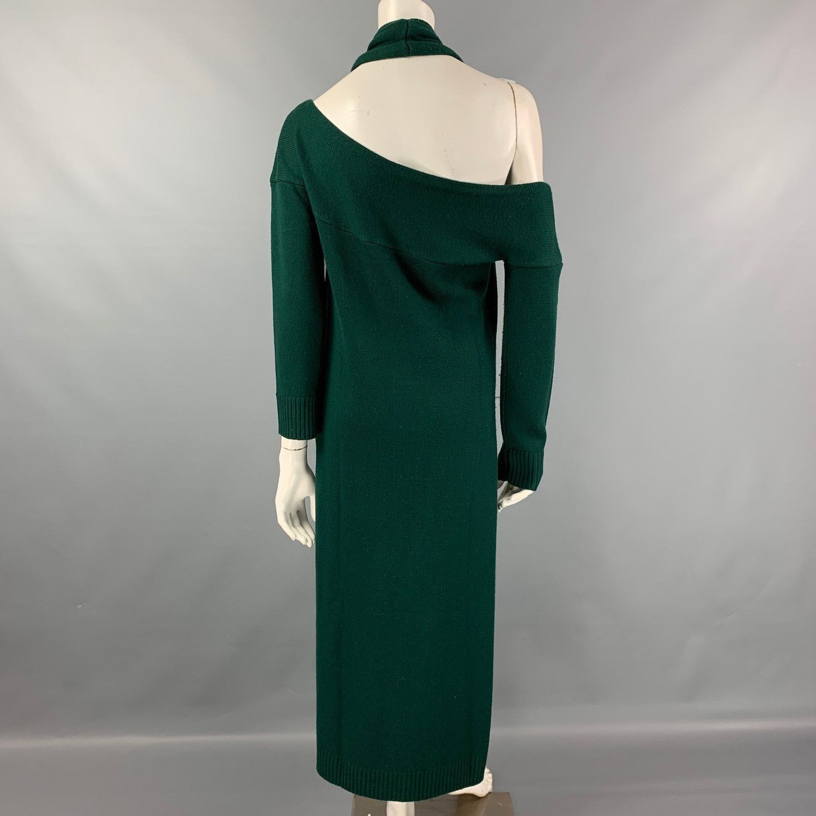 MONSE Green Knitted Merino Wool Open-Back Halterneck Long Cardigan Size XS / US 0-2 / IT 36-38 - 5 Thumbnail