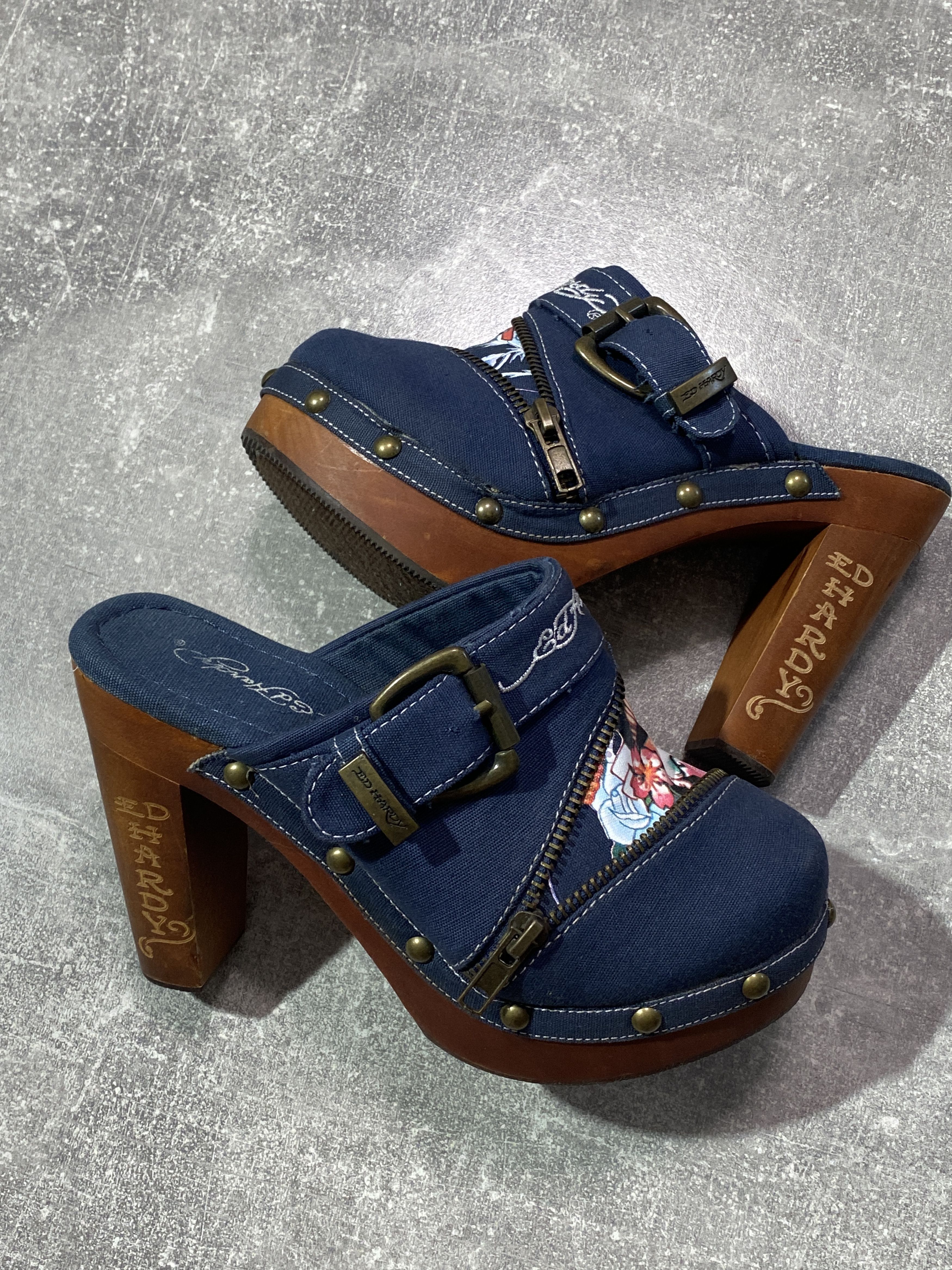 Ed Hardy Vintage Y2K Ed Hardy Clogs Heel Shoes Japan Girls Logo Size US 7 / IT 37 - 3 Thumbnail