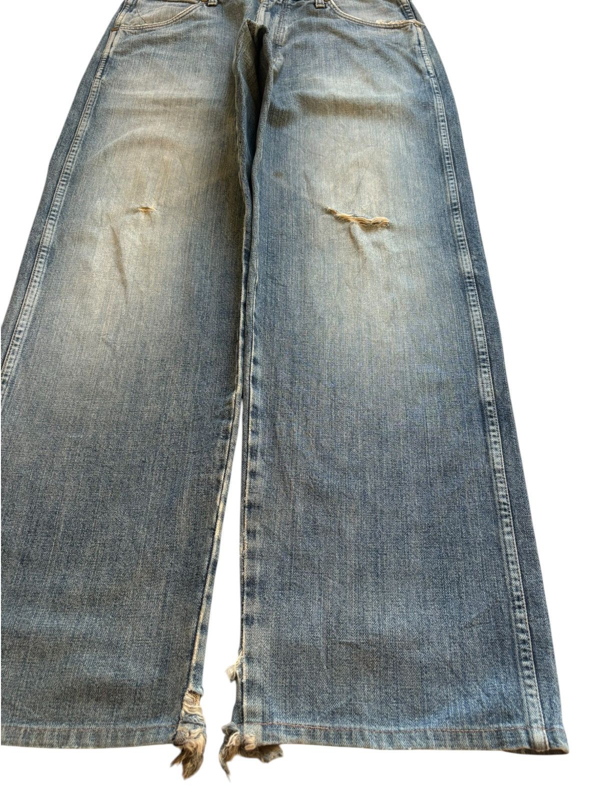Japanese Brand × Wrangler Vintage Wrangler Rusty Mud Wash Distress Rip Baggy Jeans Size US 33 - 7 Thumbnail