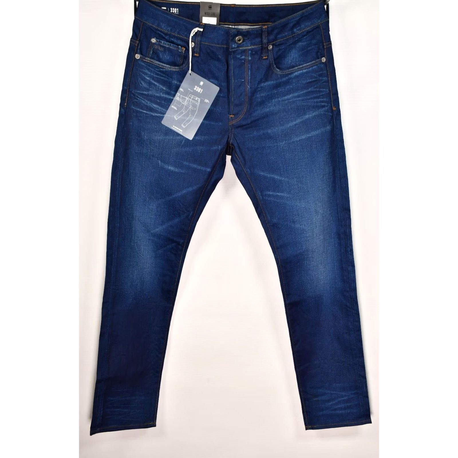 G-Star G-Star 3301 Slim Itano Stretch Denim Medium Aged W33 L32 Jeans Men Slim Regular Blue 99% Cotton 1% Elastane XS? Size US 33 - 2 Thumbnail