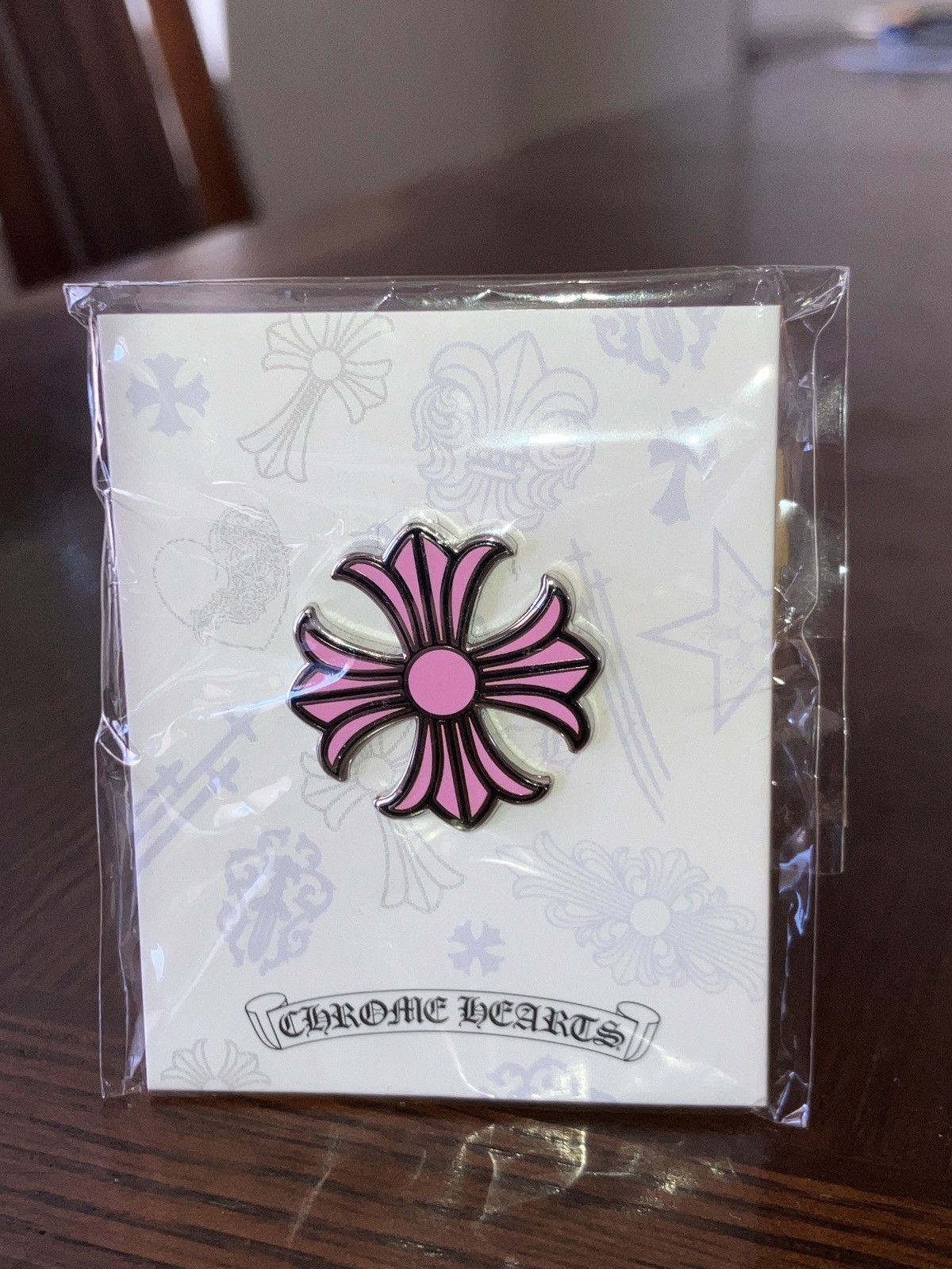 image of Chrome Hearts 1” Cross Pin In Pink 2017, Men's