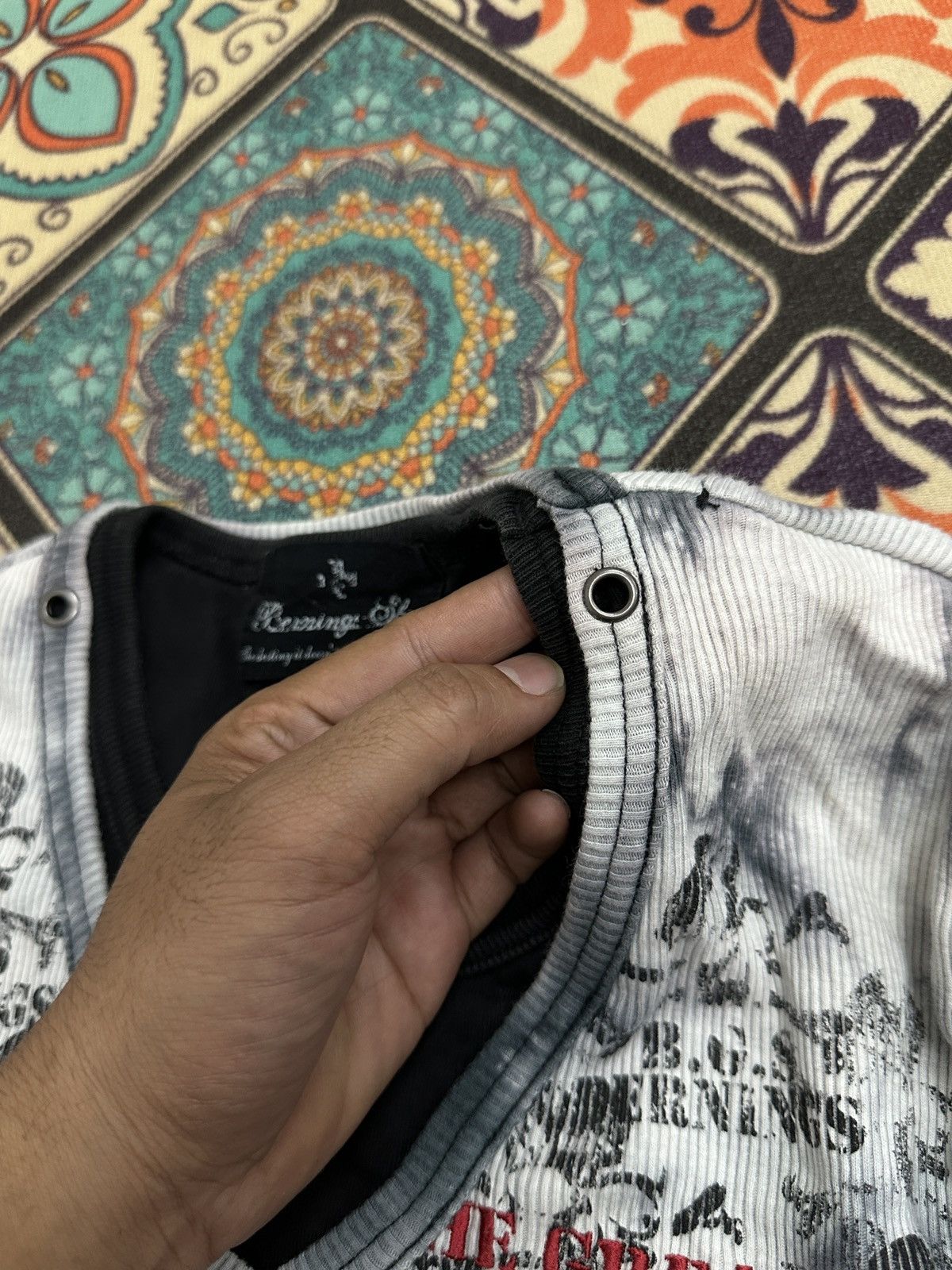 BERNINGS SHO Berning Sho Japan Poem Acid Wash L/S Shirt Size US M / EU 48-50 / 2 - 14 Thumbnail