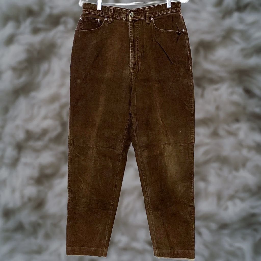 Vintage LL Bean Corduroy Pants Jeans Womens 12 Tall Brown Tapered Leg Stretch Academia Fall VTG Size 34" / US 12 / IT 48 - 1 Thumbnail
