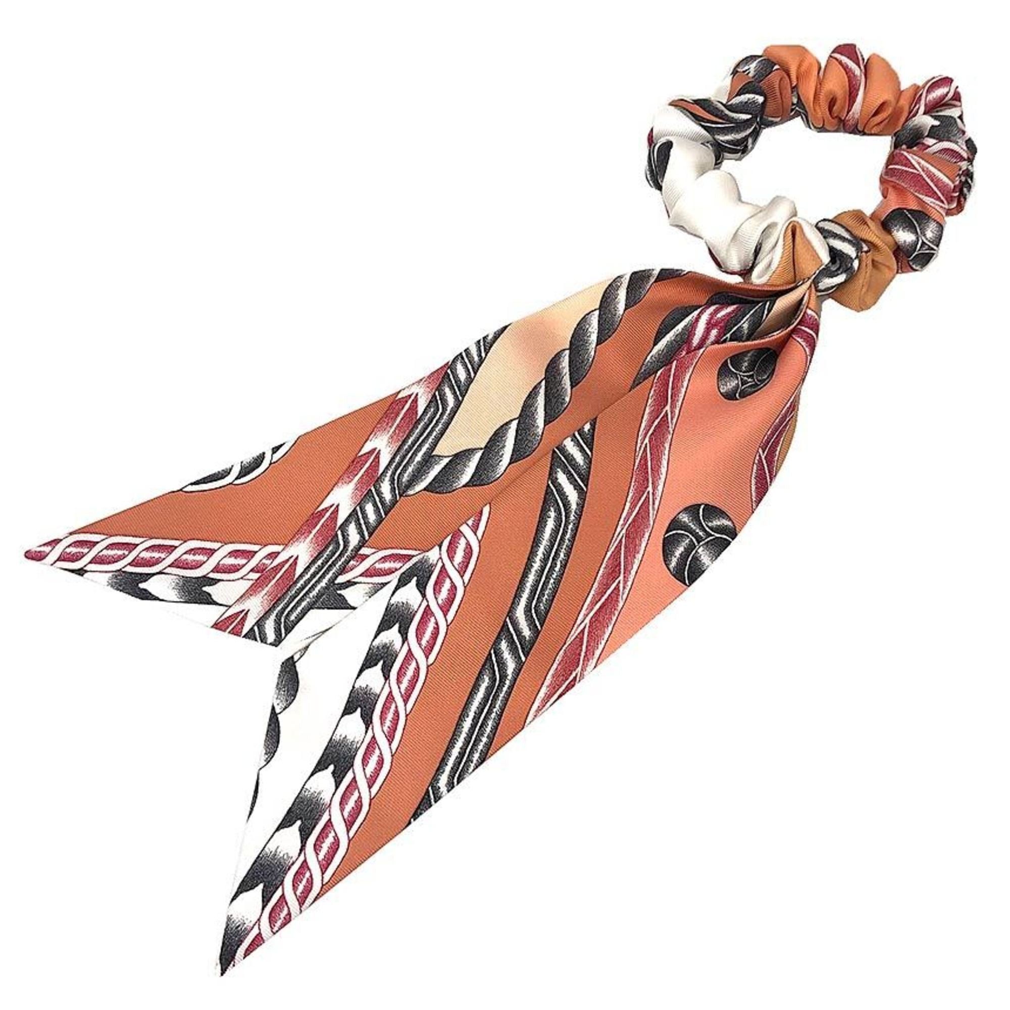 HERMES Bella Silk Hair Tie with Scrunchie, Robe du Soir 