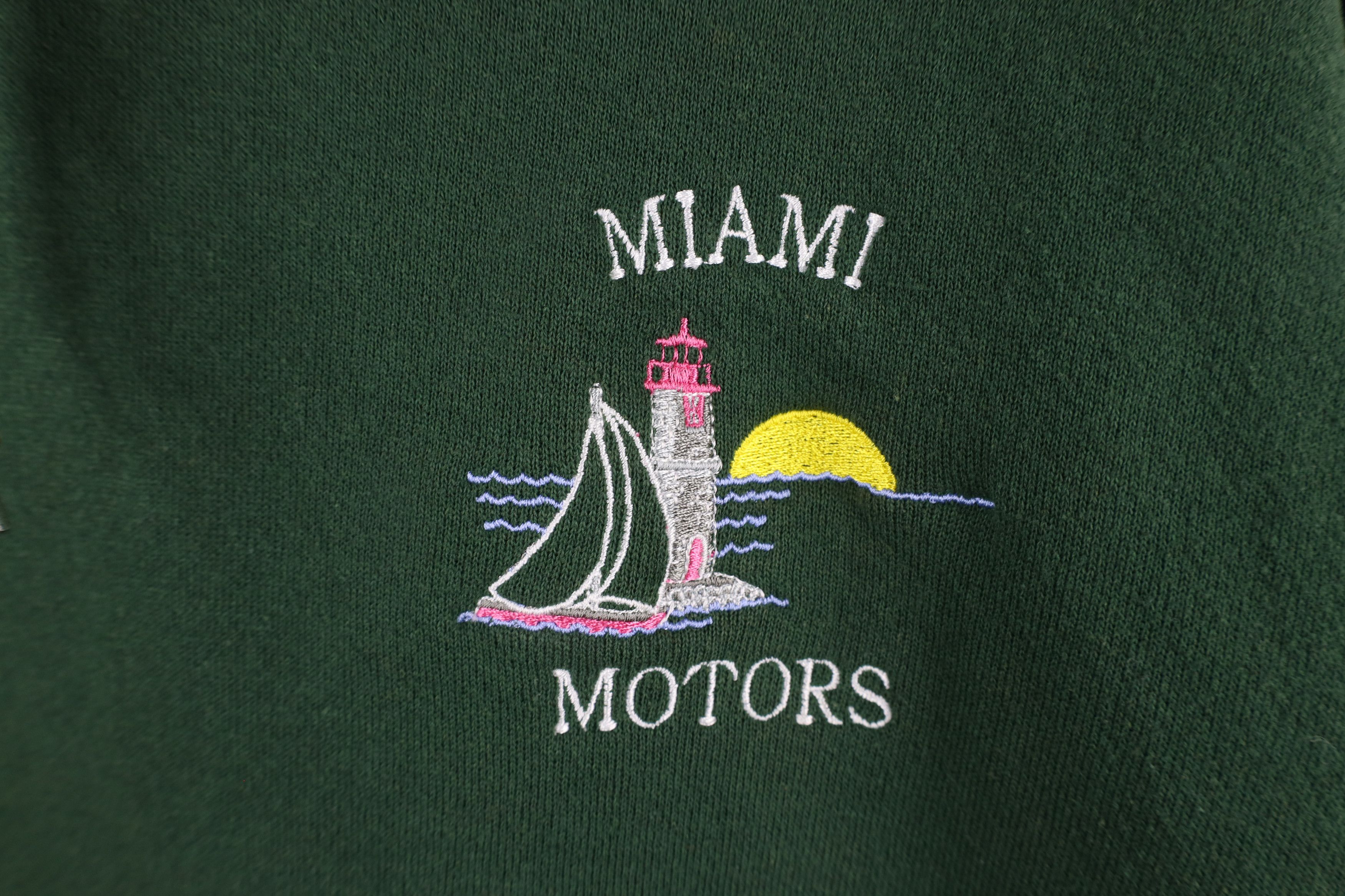 Vintage Vintage 90s Streetwear Out Miami Motors Hoodie Green USA Size US M / EU 48-50 / 2 - 4 Thumbnail