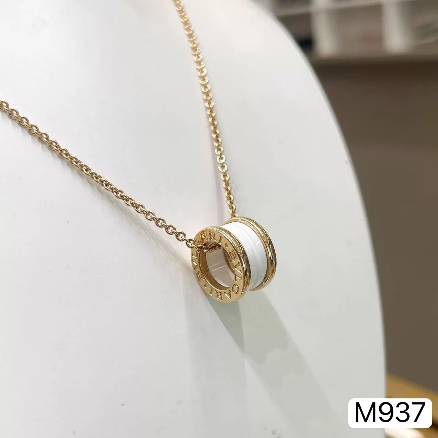 Bvlgari Bvlgari B.ZERO1 18k Rose Gold White Ceramic Spring Necklace Size ONE SIZE - 2 Thumbnail