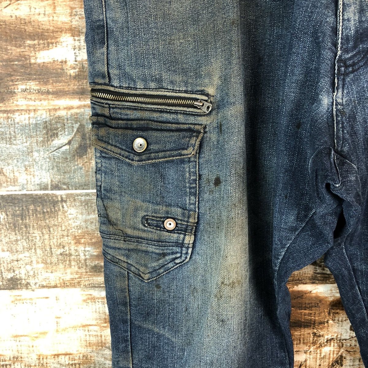 Japanese Brand Z Dragon Blue utility worker Multipocket cargo Pants #A2176 Size US 35 - 8 Thumbnail