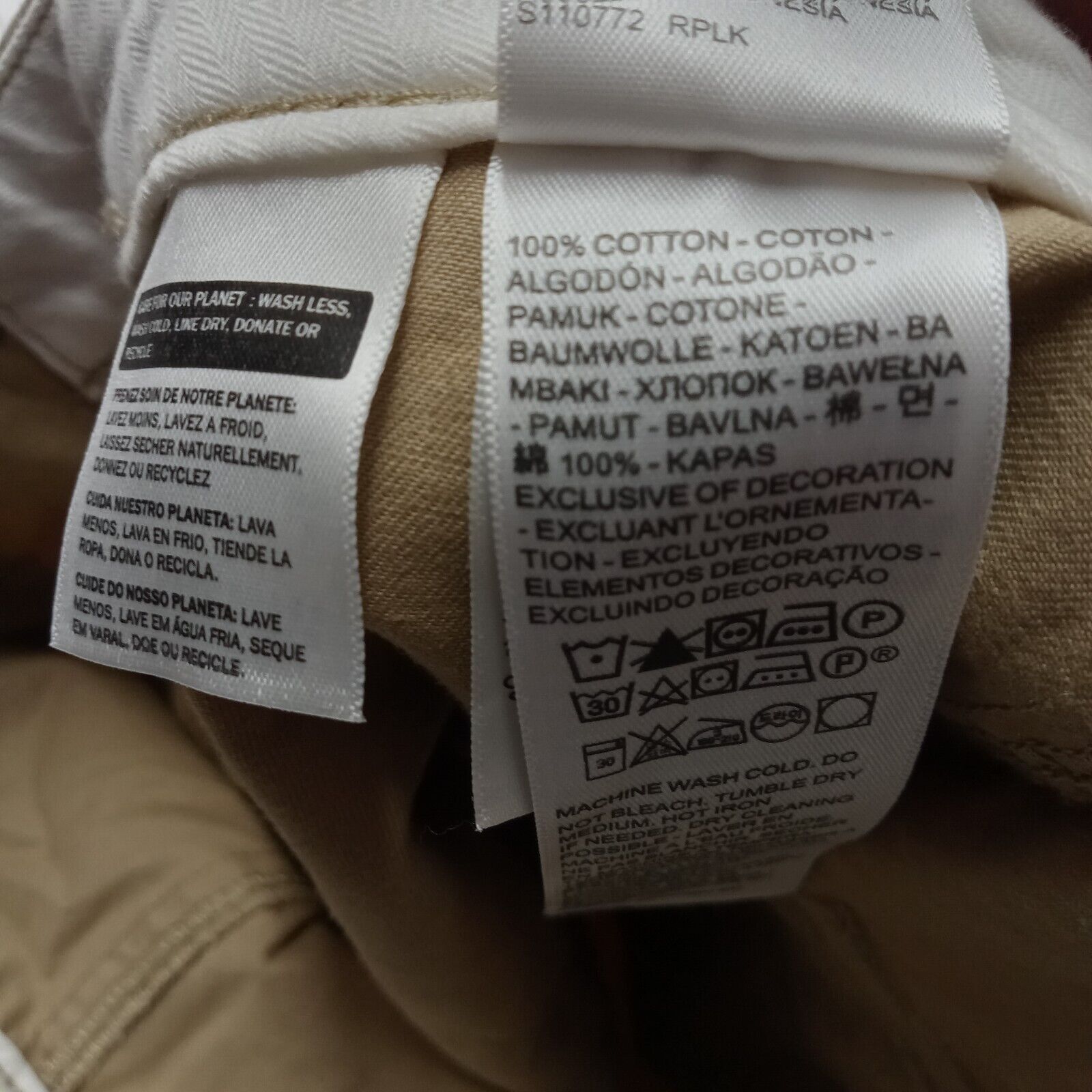 Levi's Levis Women's Baggy Chino Pants 23x29 Wide Leg Beige Flare Size 23" - 4 Thumbnail