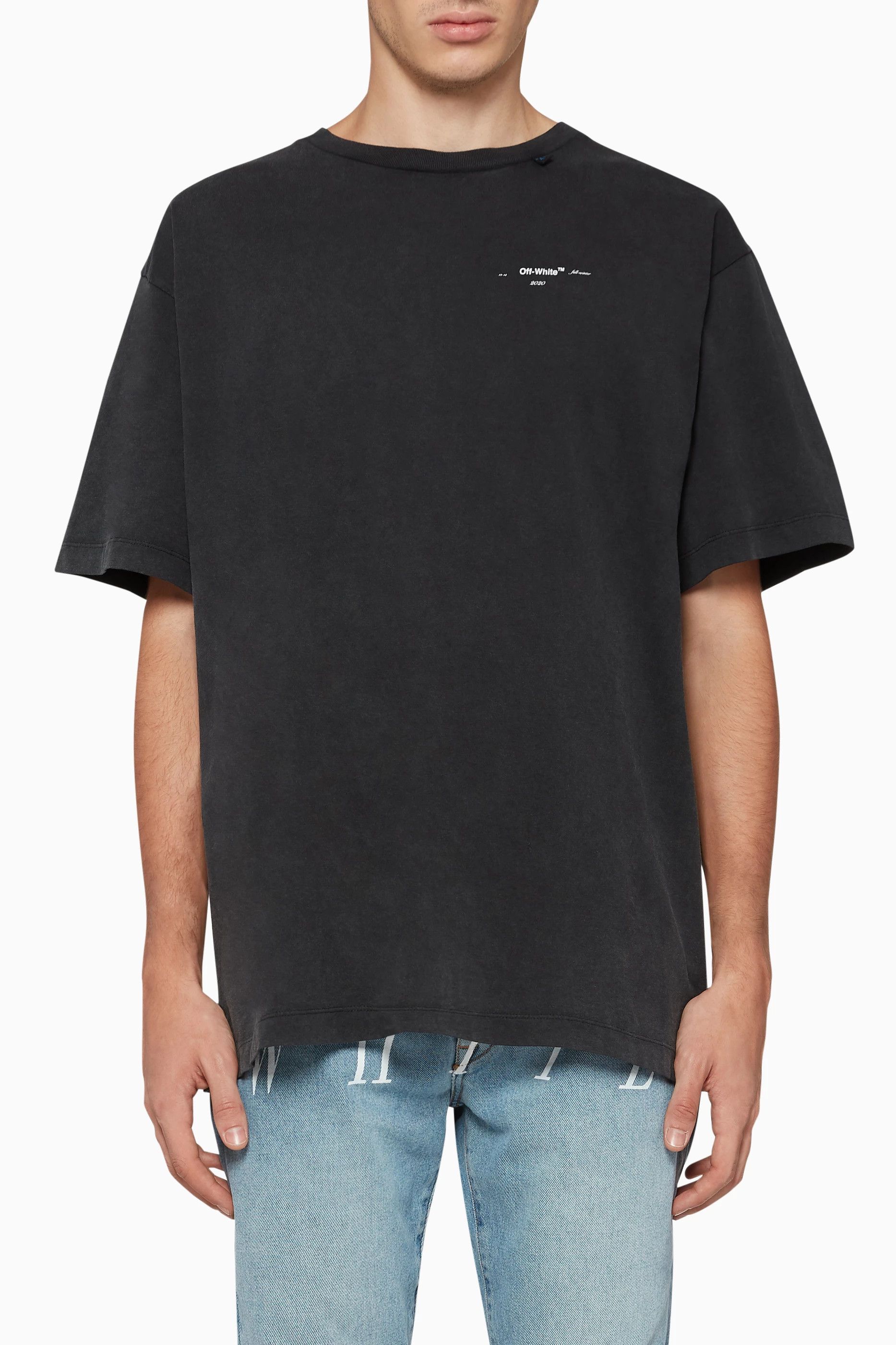 Off-White Washed Black Embroidered Scribble Arrows Oversized T-Shirt Size US XS / EU 42 / 0 - 4 Thumbnail