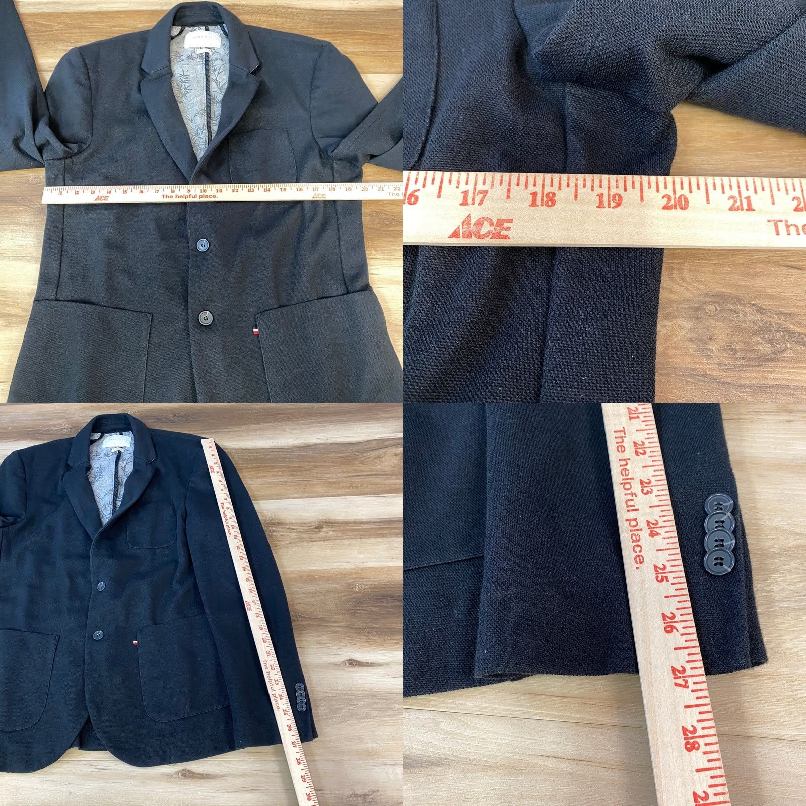 Zara Zara Man Blazer Mens XL Slim Fit Textured Navy Blue 2-Button Patch Pocket Notch Lapel Business Casual Jacket Size 46R - 8 Thumbnail