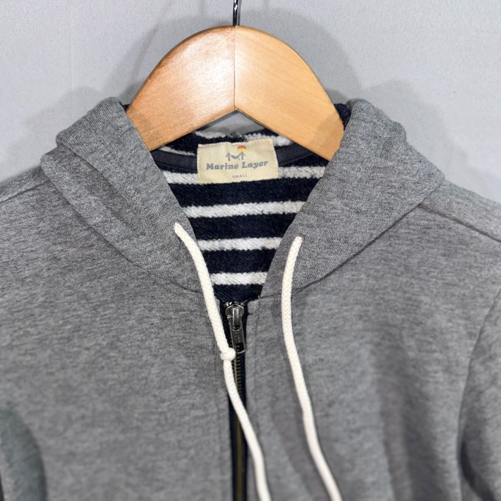 Marine Layer VINTAGE Marine Layer Hoodie Women’s S Gray Full Zip Striped Terry Lined Sweatshirt Size S / US 4 / IT 40 - 3 Thumbnail