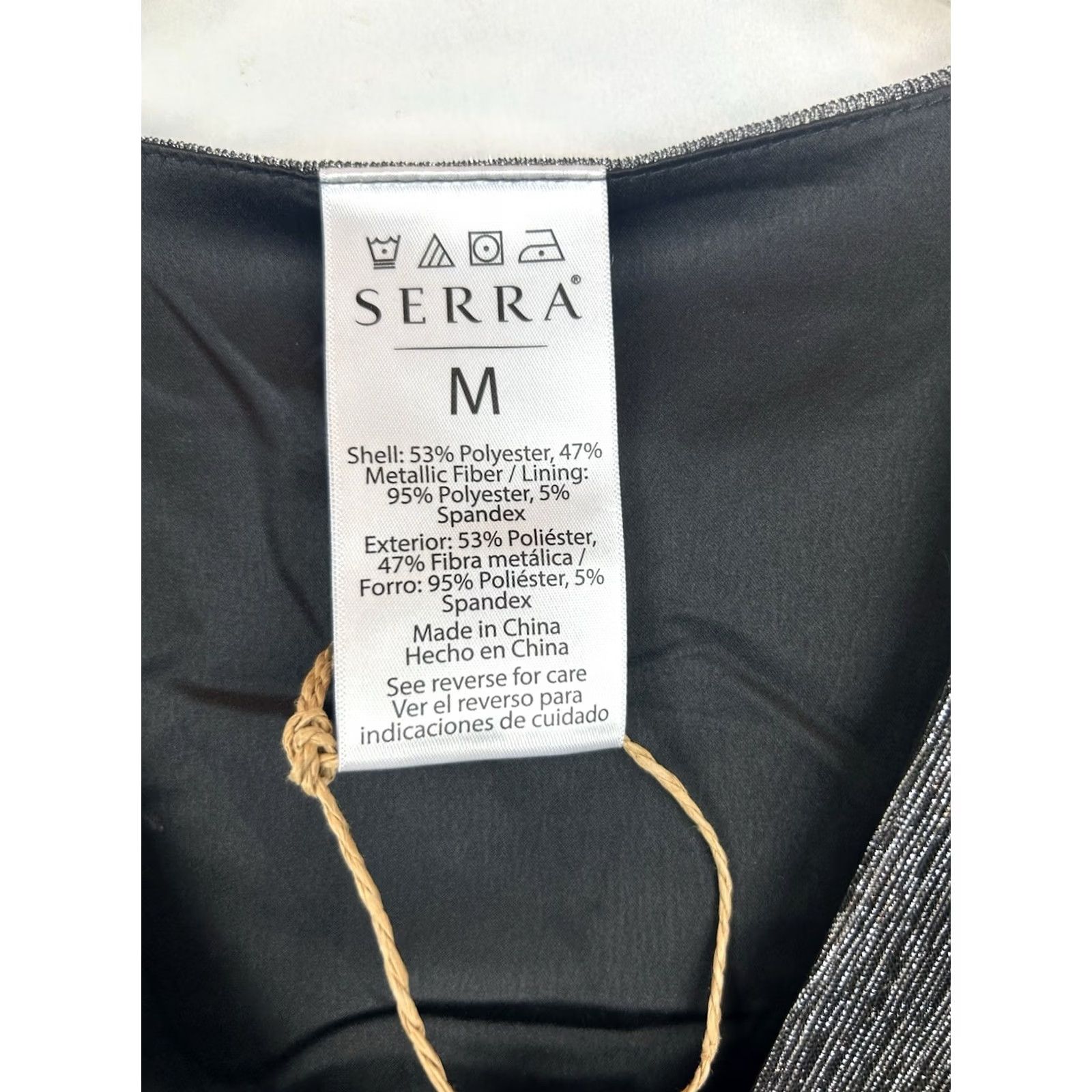 Vintage Serra Metallic Dress Women Medium Shift Long Sleeve V-Neck Knee Length Polyester Spandex Chiffon Party/Cocktail New Size M / US 6-8 / IT 42-44 - 4 Thumbnail