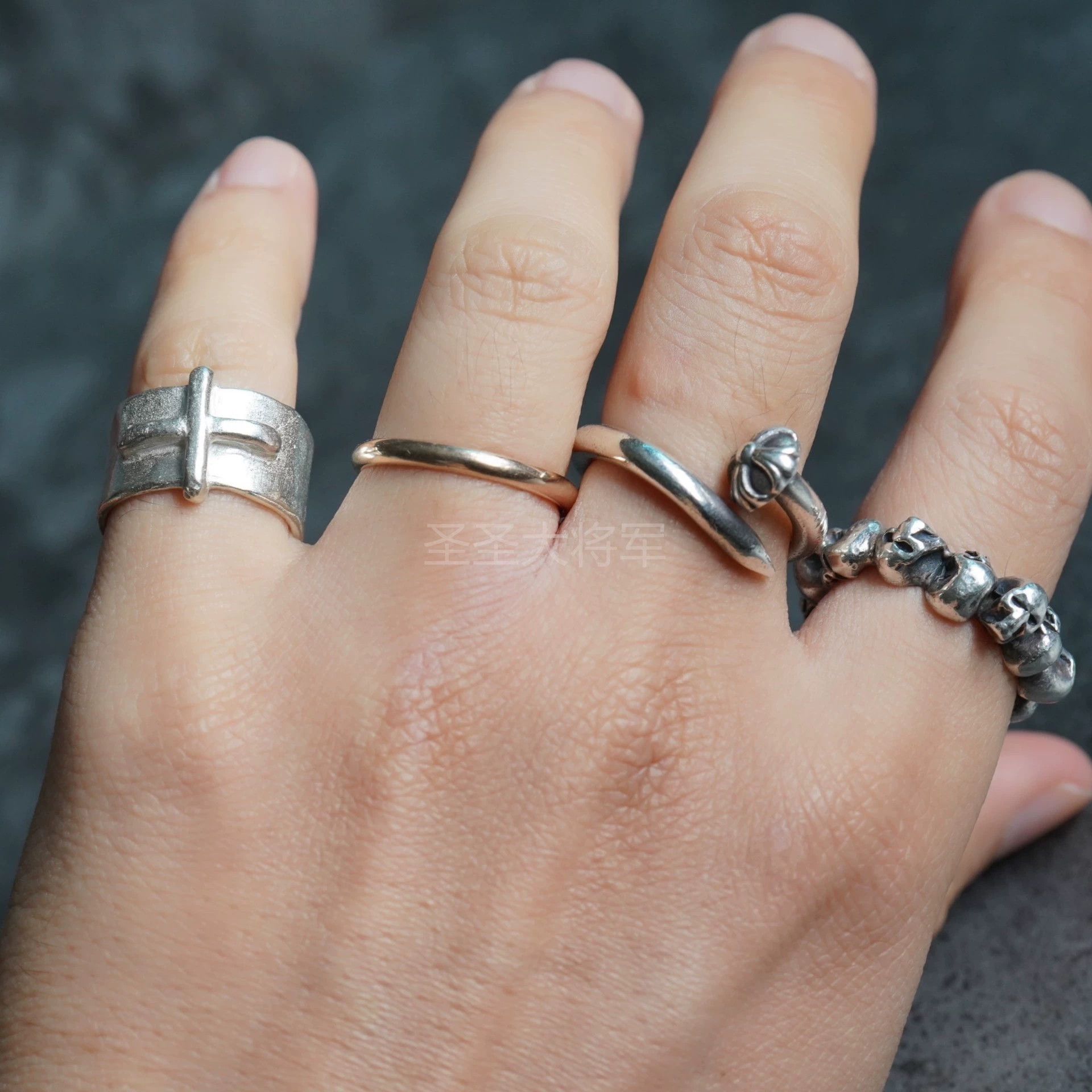 Ma+ Silver Buckle Design Open Ring Size ONE SIZE - 7 Thumbnail