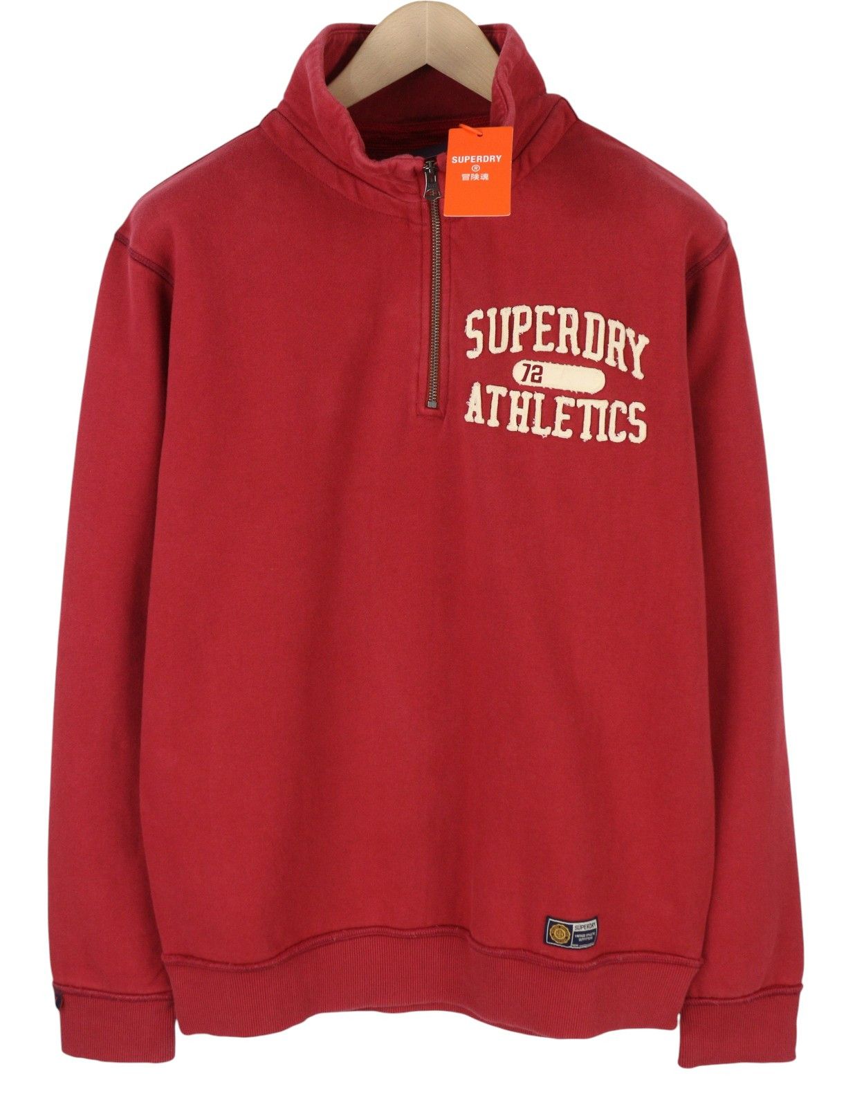 Superdry VINTAGE ATH HALF ZIP M Red Logo Cotton Pullover 87121 Size US M / EU 48-50 / 2 - 2 Thumbnail