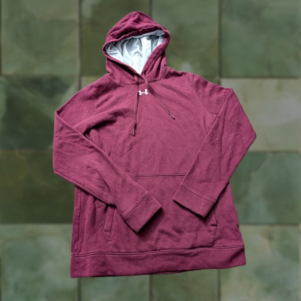 Under Armour Hoodie Women's Small Maroon Red Center Logo Pullover, Women's