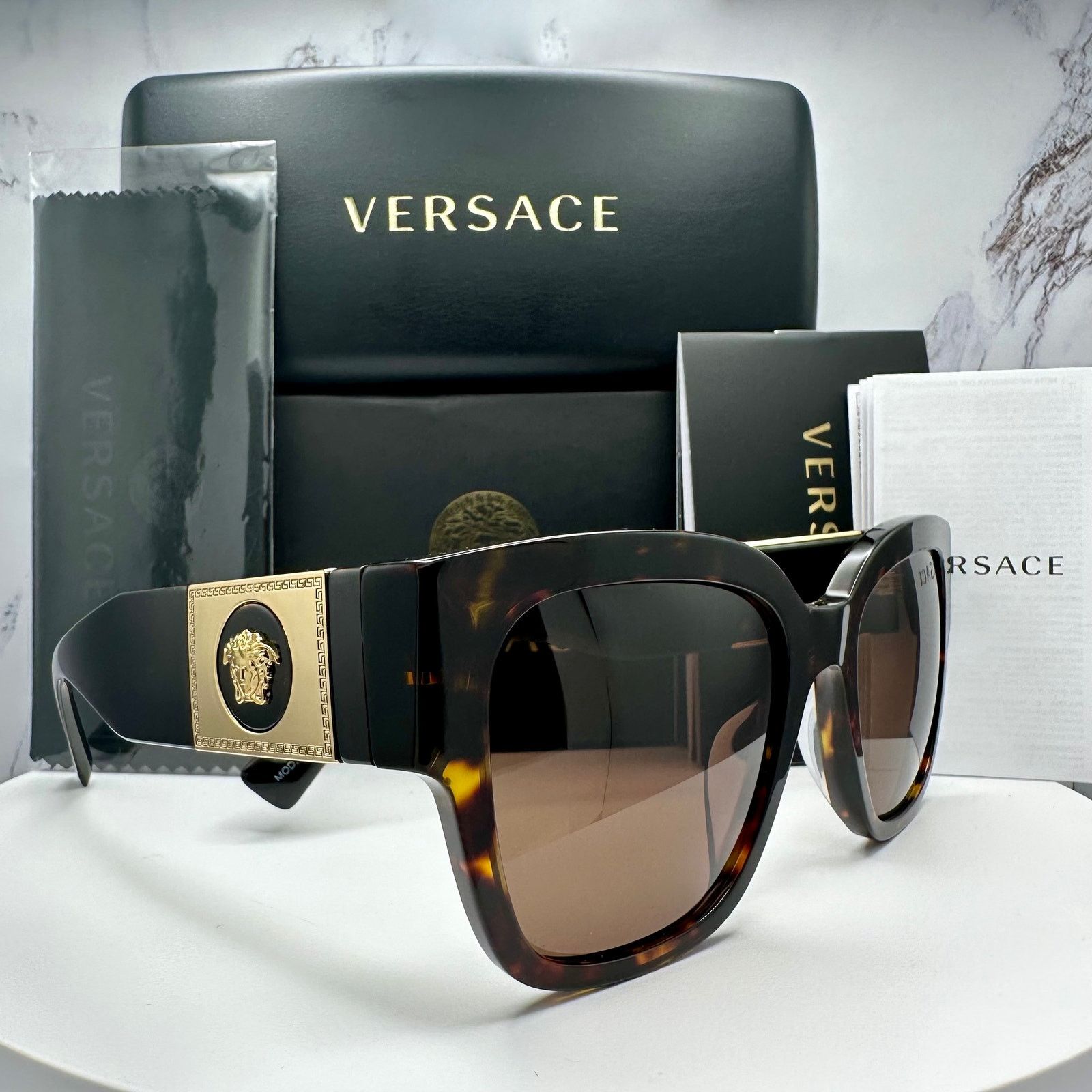 Versace NEW VERSACE Sunglasses Brown Black Gold Medusa Metal Size ONE SIZE - 12 Thumbnail