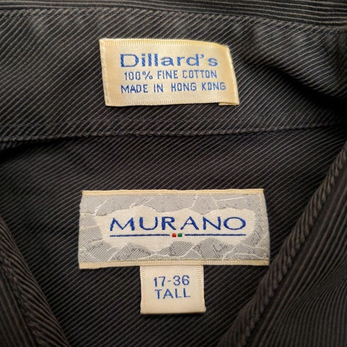 Dillard's VINTAGE Dillards Murano Shirt Mens 17 Tall Black Thick Twill Button Casual Work Size US XL / EU 56 / 4 - 5 Thumbnail