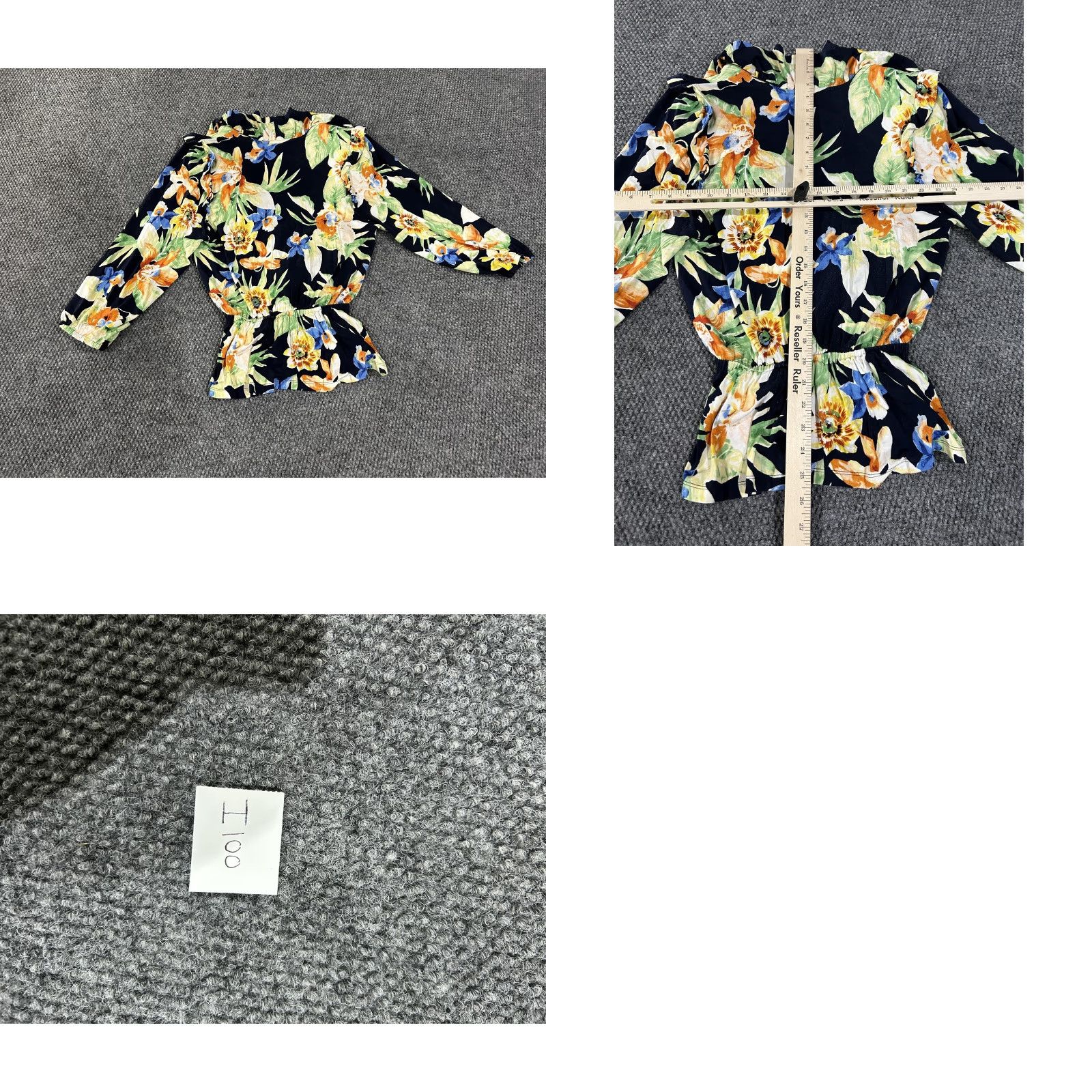 Ralph Lauren Lauren Ralph Lauren Shirt Womens Medium Navy Floral Wrap Peplum Top Blouse Size M / US 6-8 / IT 42-44 - 8 Thumbnail