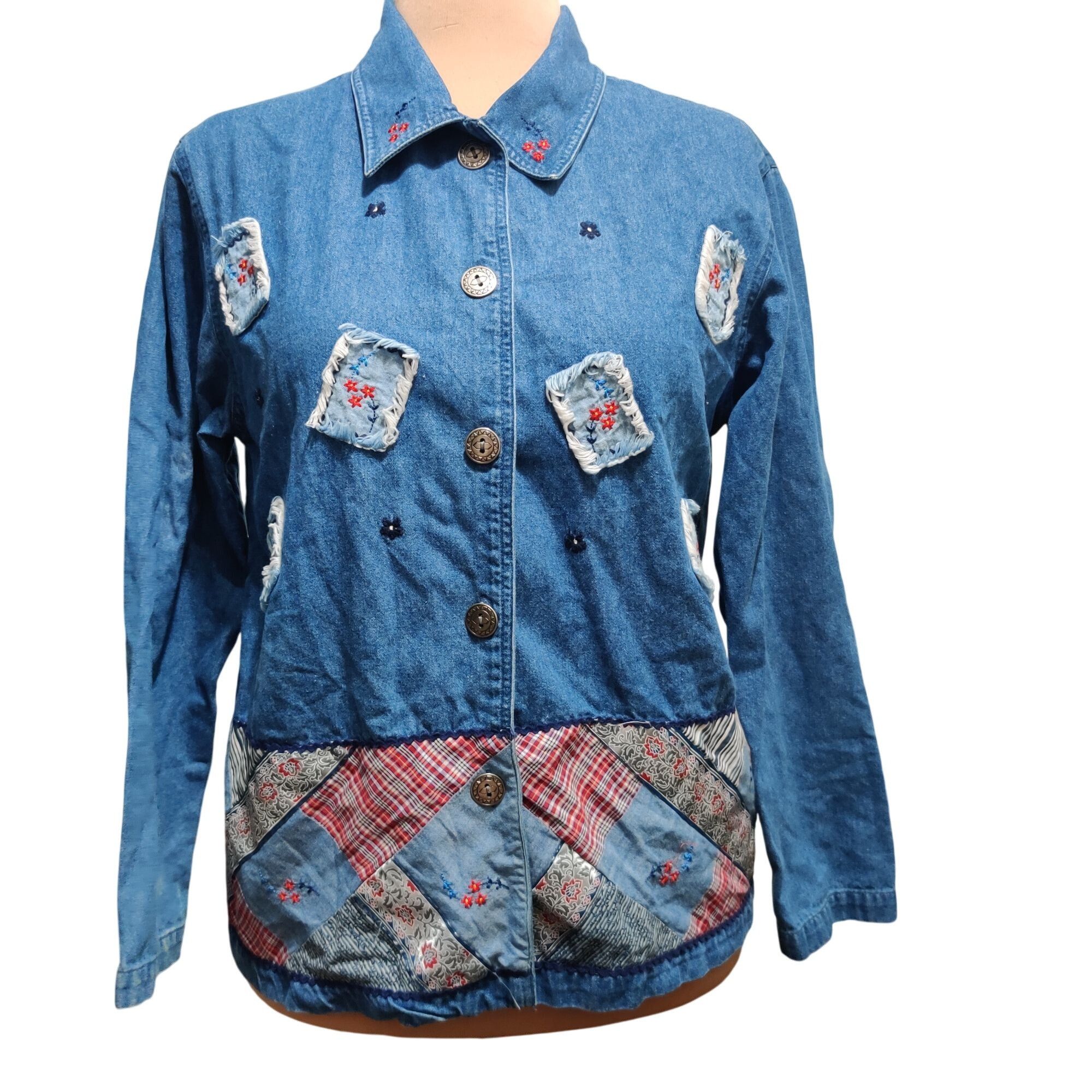 Vintage Bobbie Brooks M Vintage Patchwork Denim Jacket Embroidered A Size M / US 6-8 / IT 42-44 - 1 Thumbnail