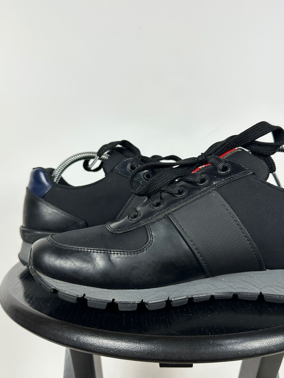 Prada Prada Matchrace Black Leather Sneakers Size US 7 / EU 40 - 20 Thumbnail