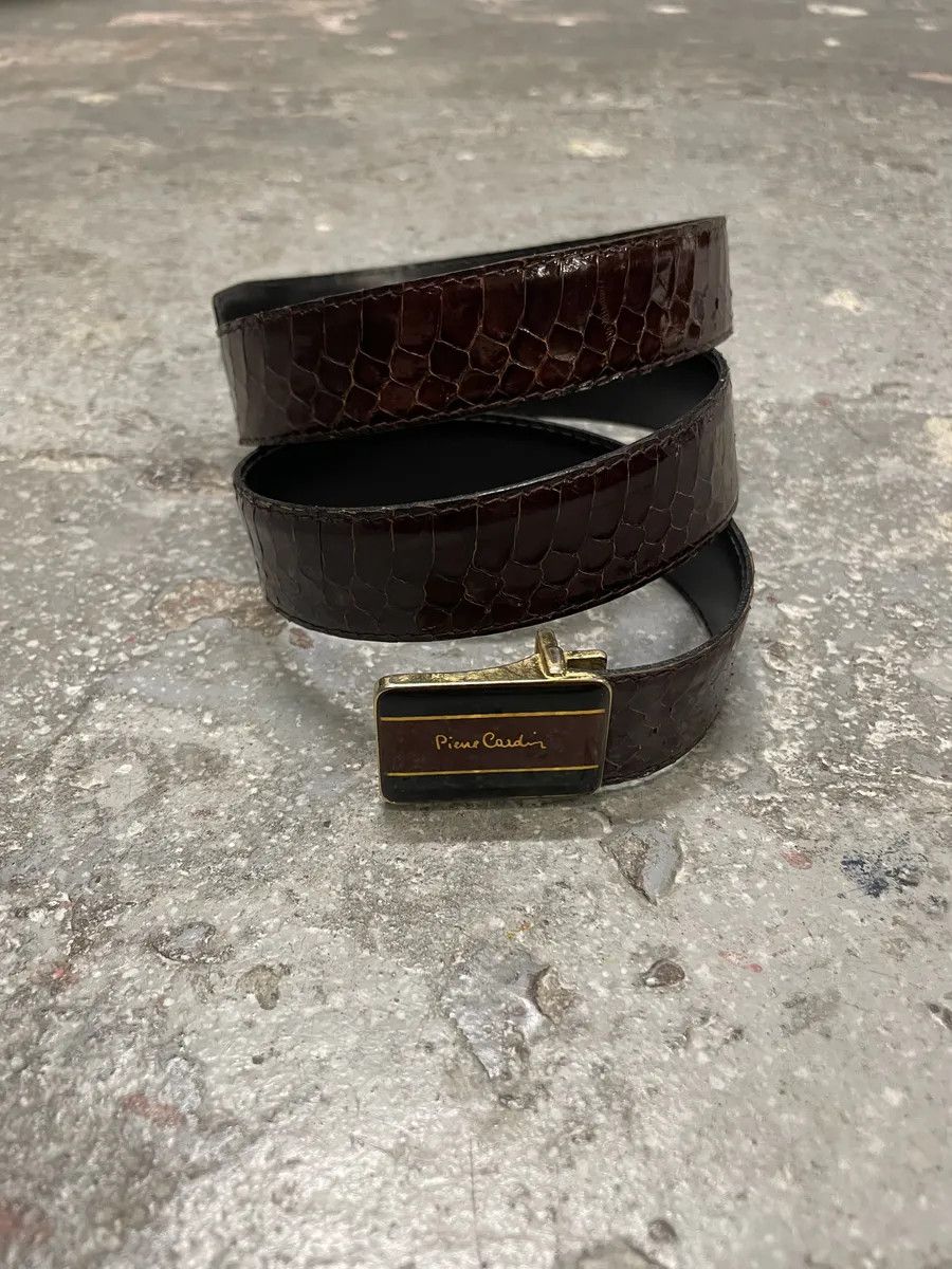 Pierre Cardin 2000s Pierre Cardin Brown Python Leather Belt Size ONE SIZE - 3 Thumbnail
