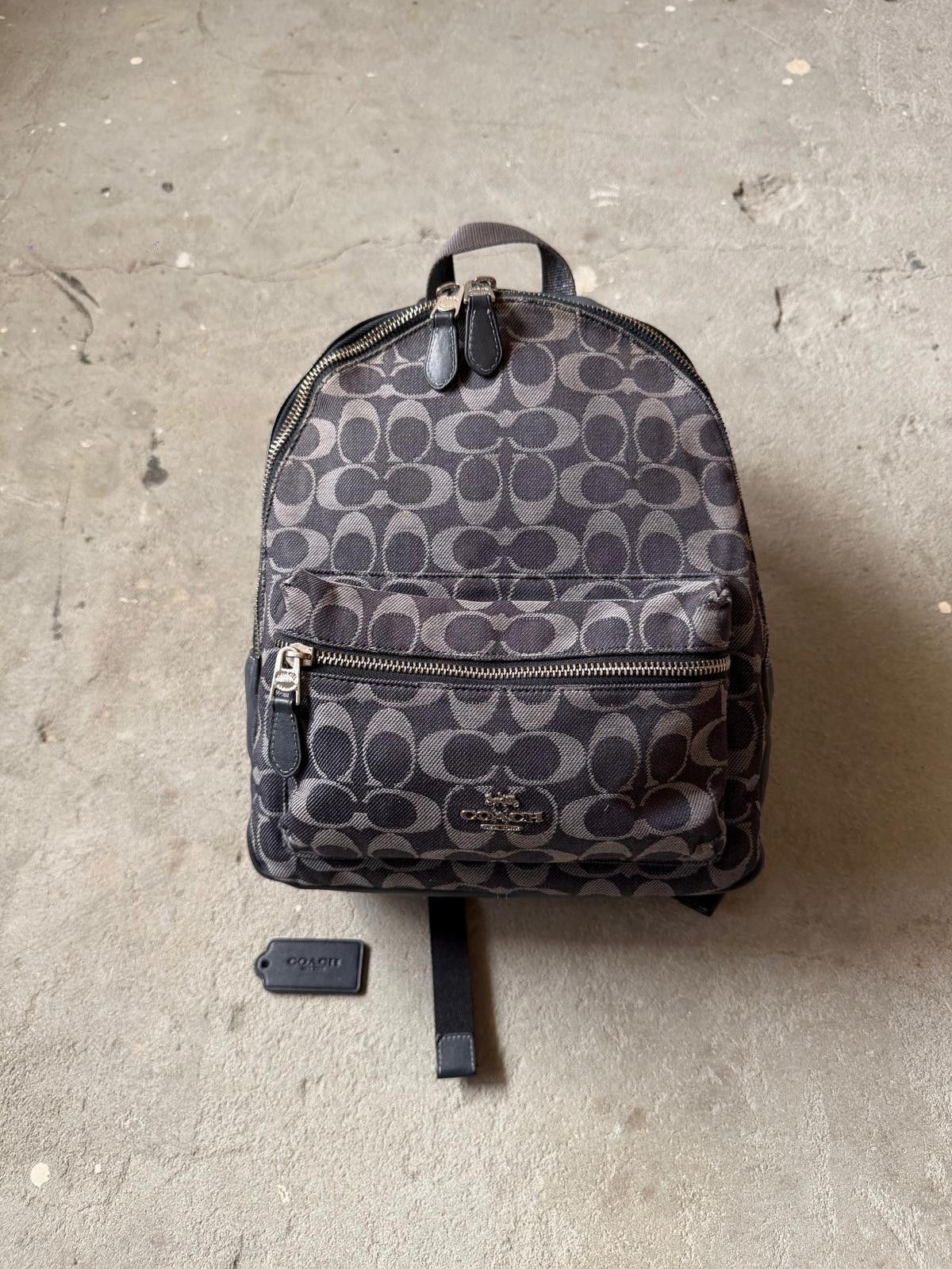 Coach Coach Signature Mini Charlie Denim Backpack Navy Size ONE SIZE - 1 Thumbnail