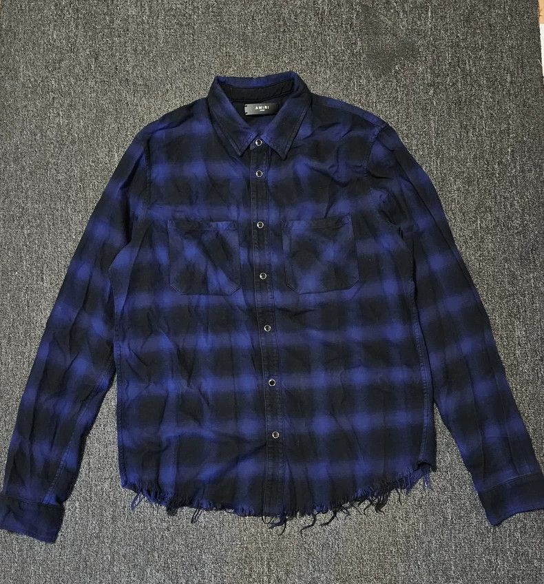 Amiri Amiri Gradient blue plaid shirt Size US L / EU 52-54 / 3 - 1 Thumbnail