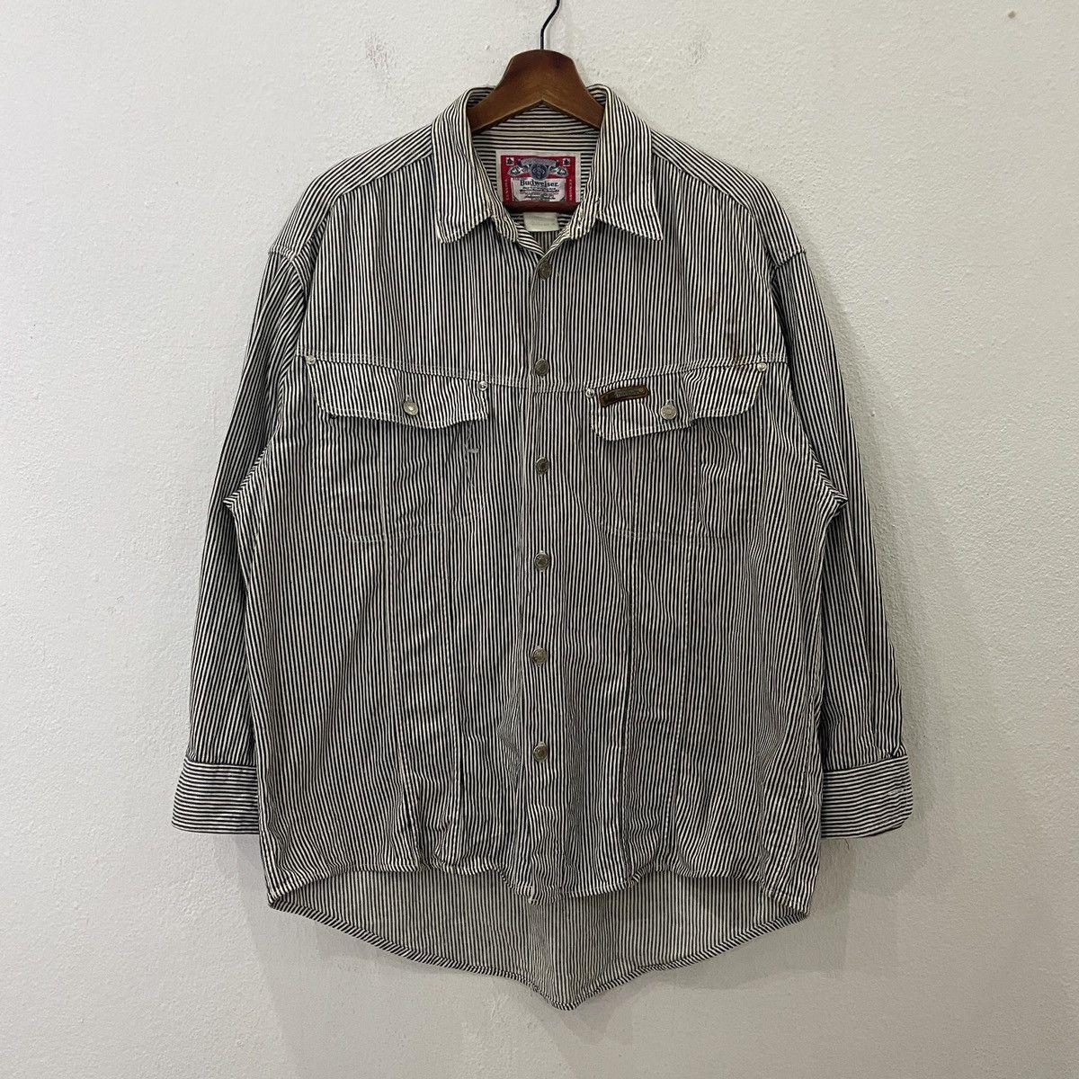 Budweiser Vintage Budweiser Hickory Stripe Button Ups Tee Size US L / EU 52-54 / 3 - 1 Thumbnail