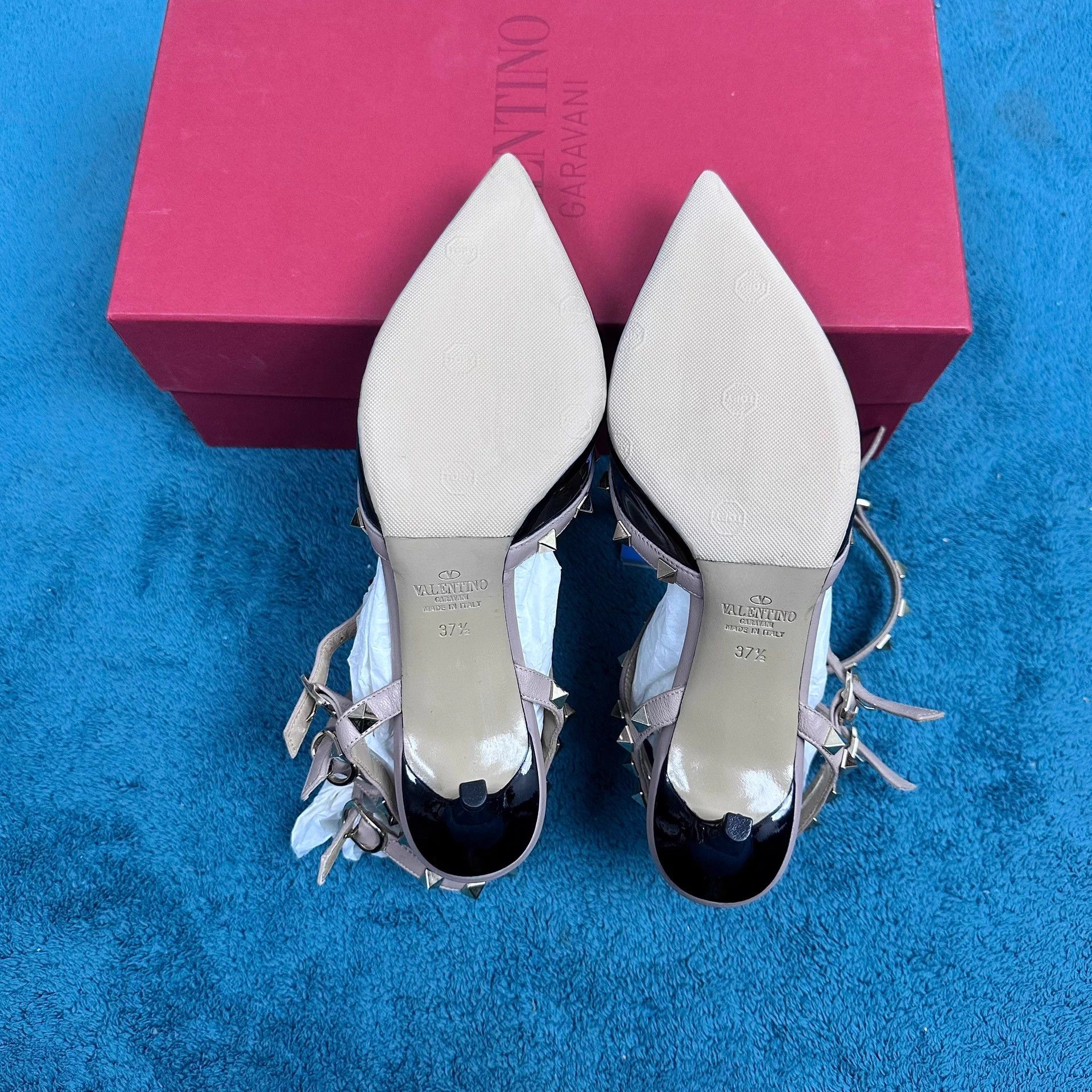 Valentino Valentino Rockstud Patent Pointed Triple Stud Heels 37.5 Size US 7 / IT 37 - 5 Thumbnail