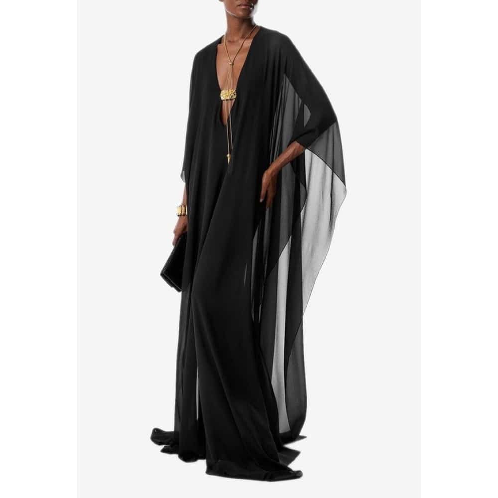 Tom Ford o1loc1c1025 AB3441 Deep V-neck Evening Dress in Black Size XS / US 0-2 / IT 36-38 - 2 Thumbnail