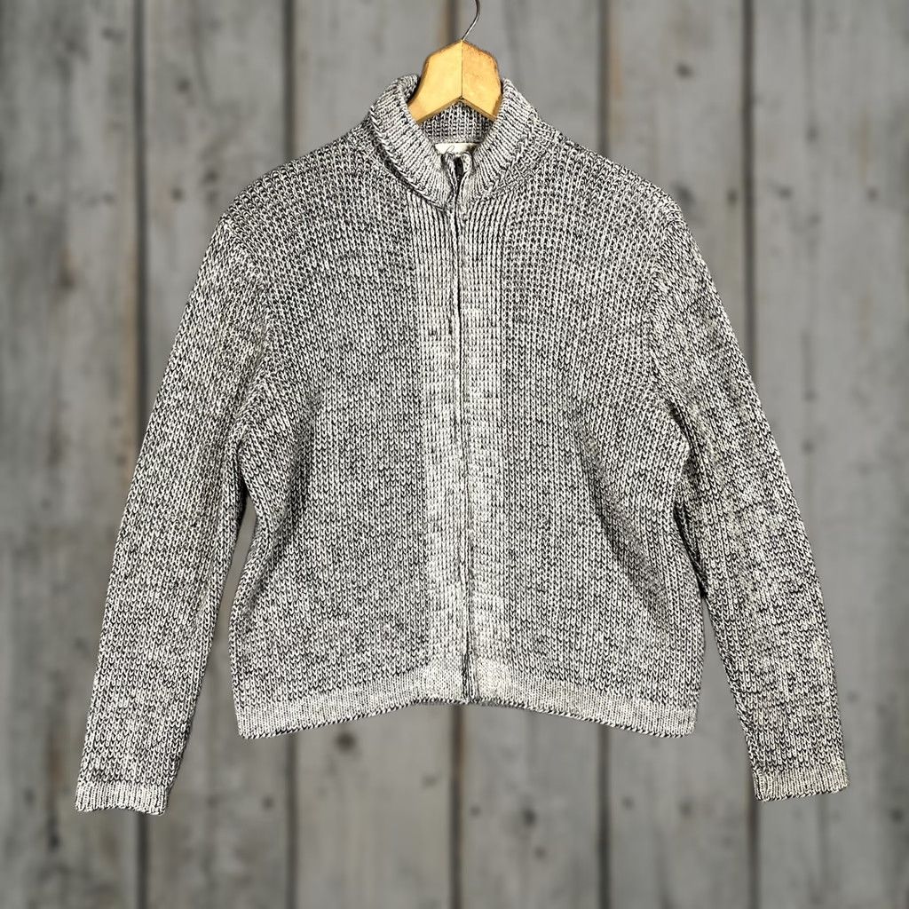 JCPenney VINTAGE Penneys Salt & Pepper Knit Sweater Cardigan Rockabilly Size M Gray 1950s Mens Size M / US 6-8 / IT 42-44 - 1 Thumbnail