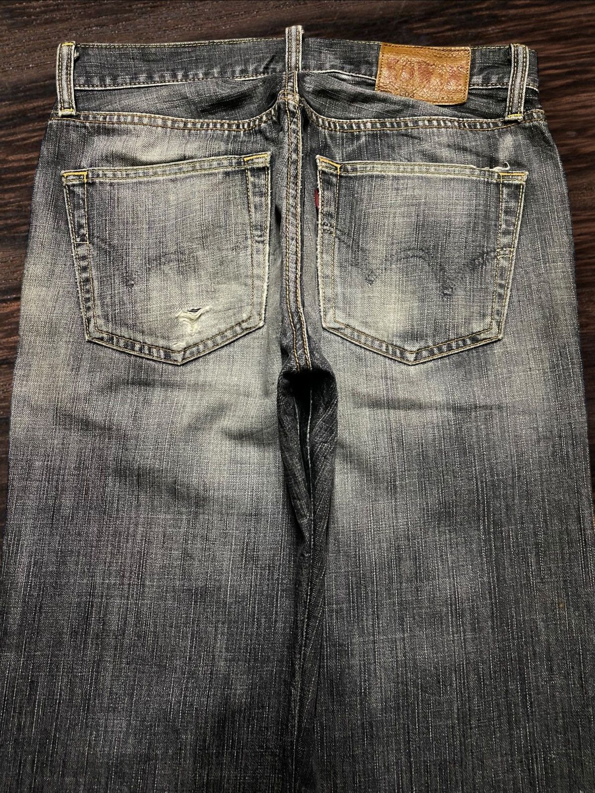 Japanese Brand Edwin 503 Denim Acid Wash Stain Distressed Loose Jeans Size US 30 / EU 46 - 4 Thumbnail