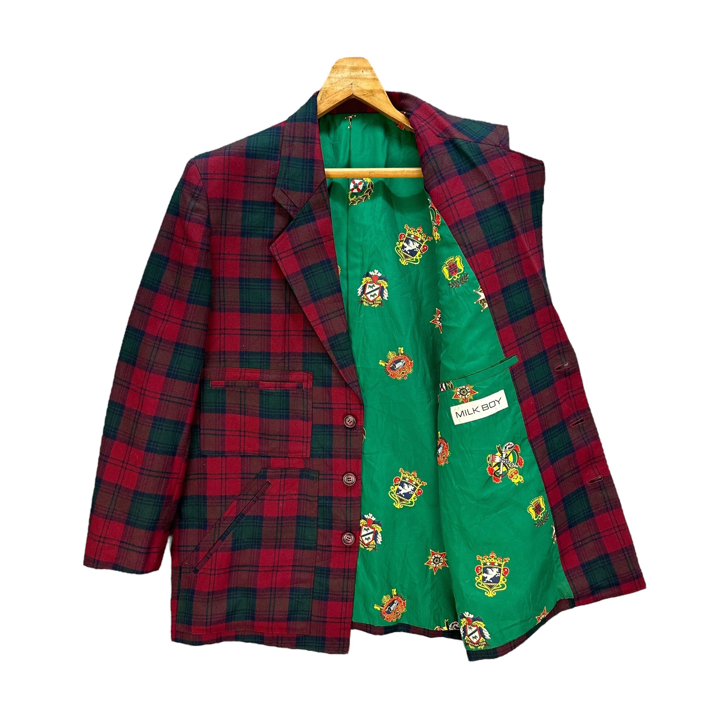 Japanese Brand MILK BOY Red Tartan Multipocket Work Casual Jacket #A53-1227 Size US L / EU 52-54 / 3 - 1 Thumbnail