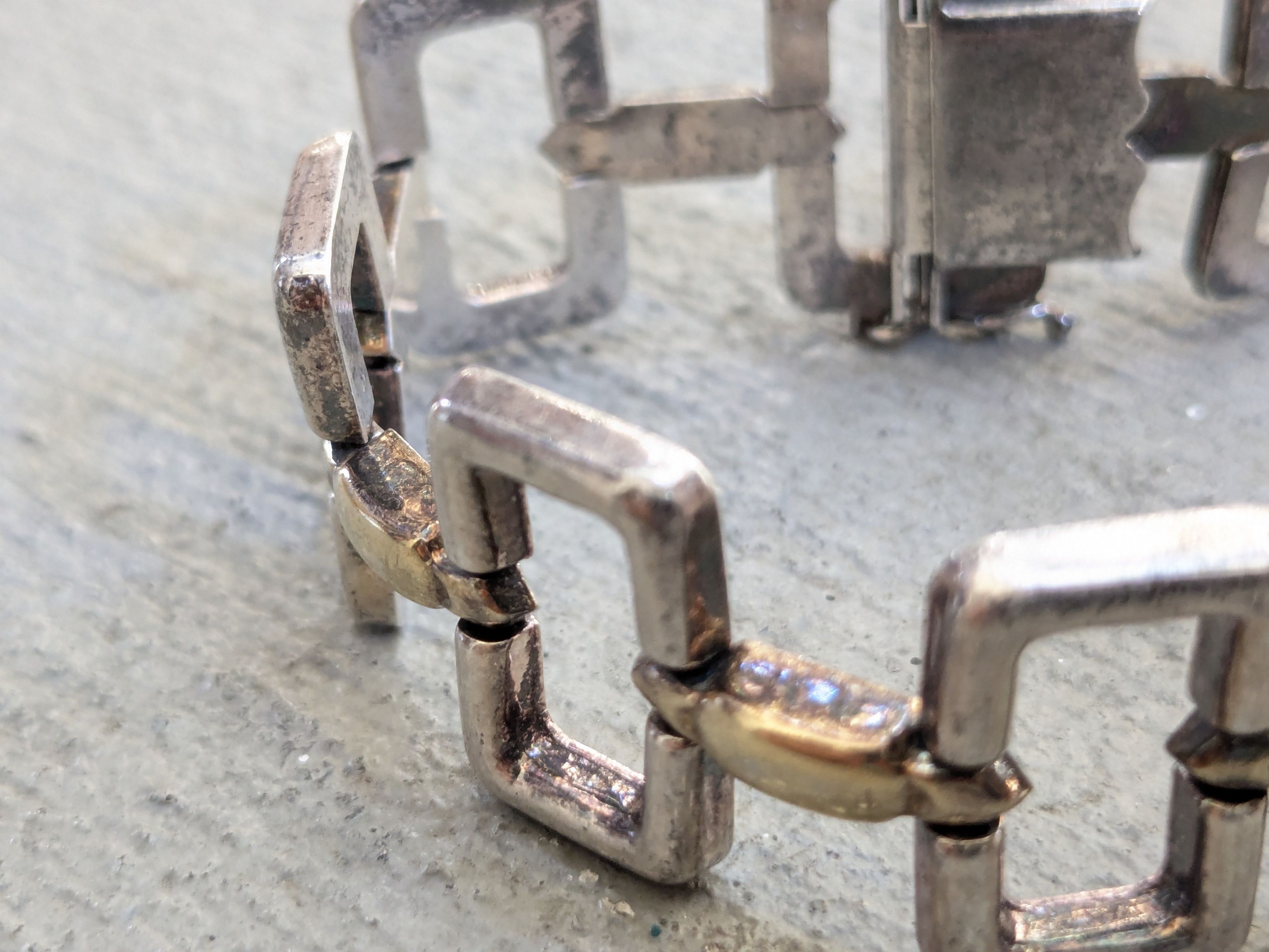 Vintage Vintage Sterling Silver Bracelet Rectangle Two Tone Italy Size ONE SIZE - 6 Thumbnail