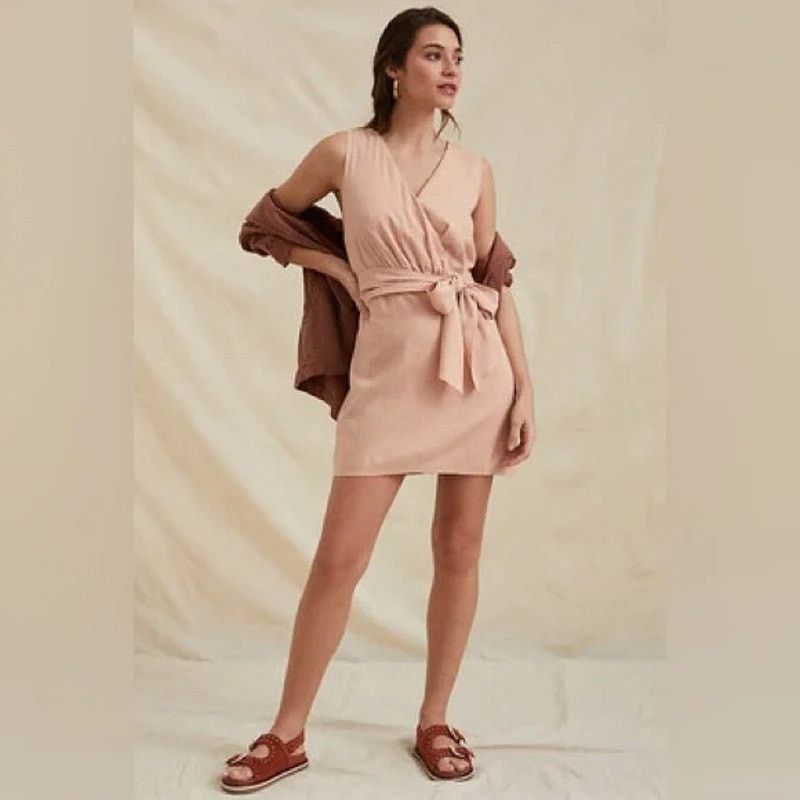 Anthropologie Sunday in Brooklyn Anthropologie Linen Wrap Mini Dress Size L / US 10 / IT 46 - 1 Thumbnail
