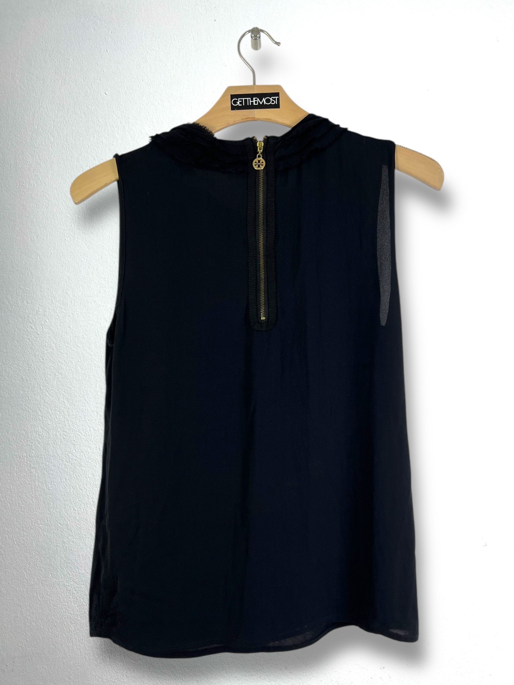 Tory Burch Tory Burch Sleeveless Ruffle Front Blouse (8) GTMP294 Size M / US 6-8 / IT 42-44 - 7 Thumbnail