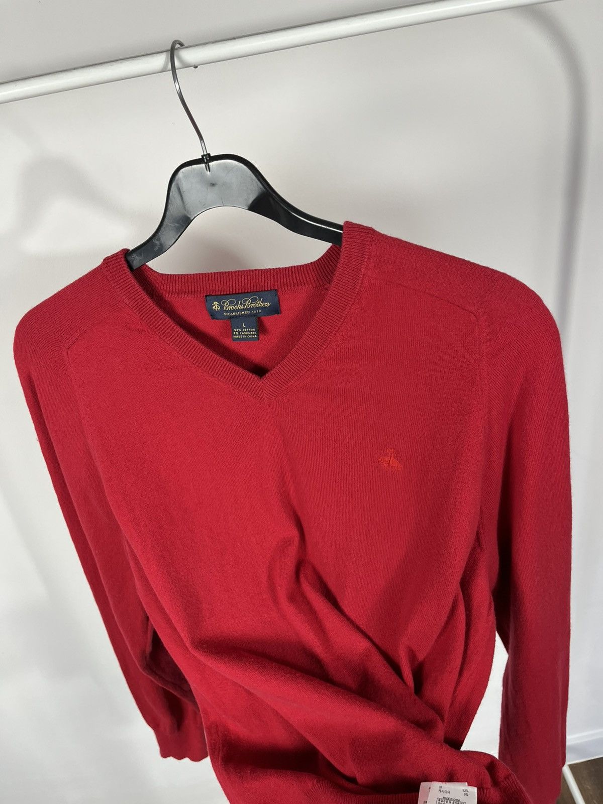 Brooks Brothers Brooks Brothers Red V Neck Cotton Cashmere Sweater Men’s L Size US L / EU 52-54 / 3 - 8 Thumbnail
