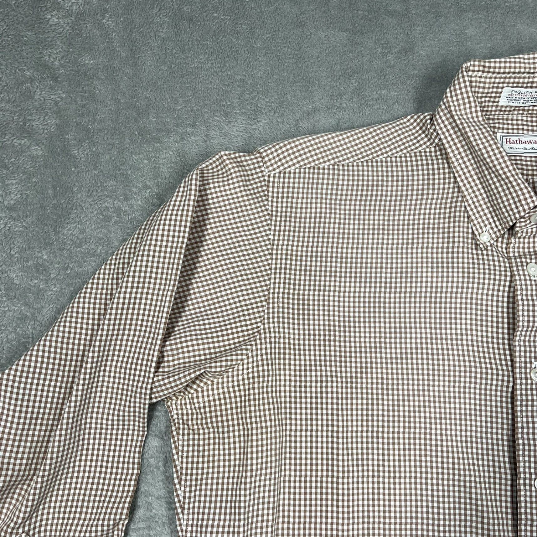 Arrow Arrow Shirt Dress Shirt Long Sleeve Button Up White Brown Check, Large, Men, Regular, Collar Button-Down, Oxford, Vintage No Size US L / EU 52-54 / 3 - 2 Thumbnail