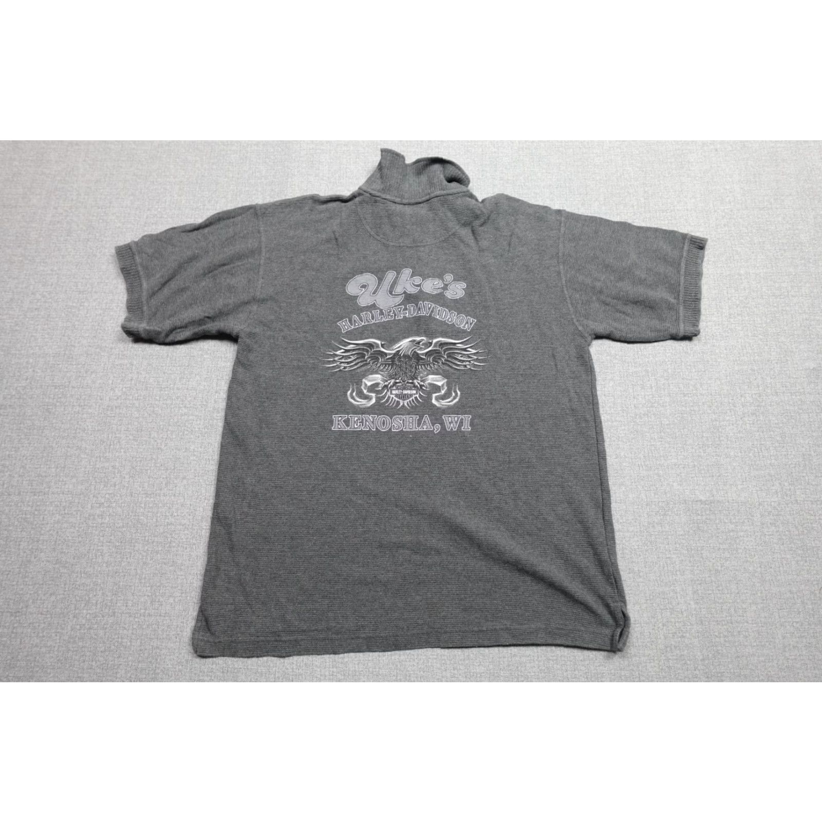 Harley Davidson VINTAGE Harley-Davidson Polo Mens Large Gray Motorcycle Biker Riding Eagle Shirt Mens Large Gray Polo Harley-Davidson Size US L / EU 52-54 / 3 - 4 Thumbnail