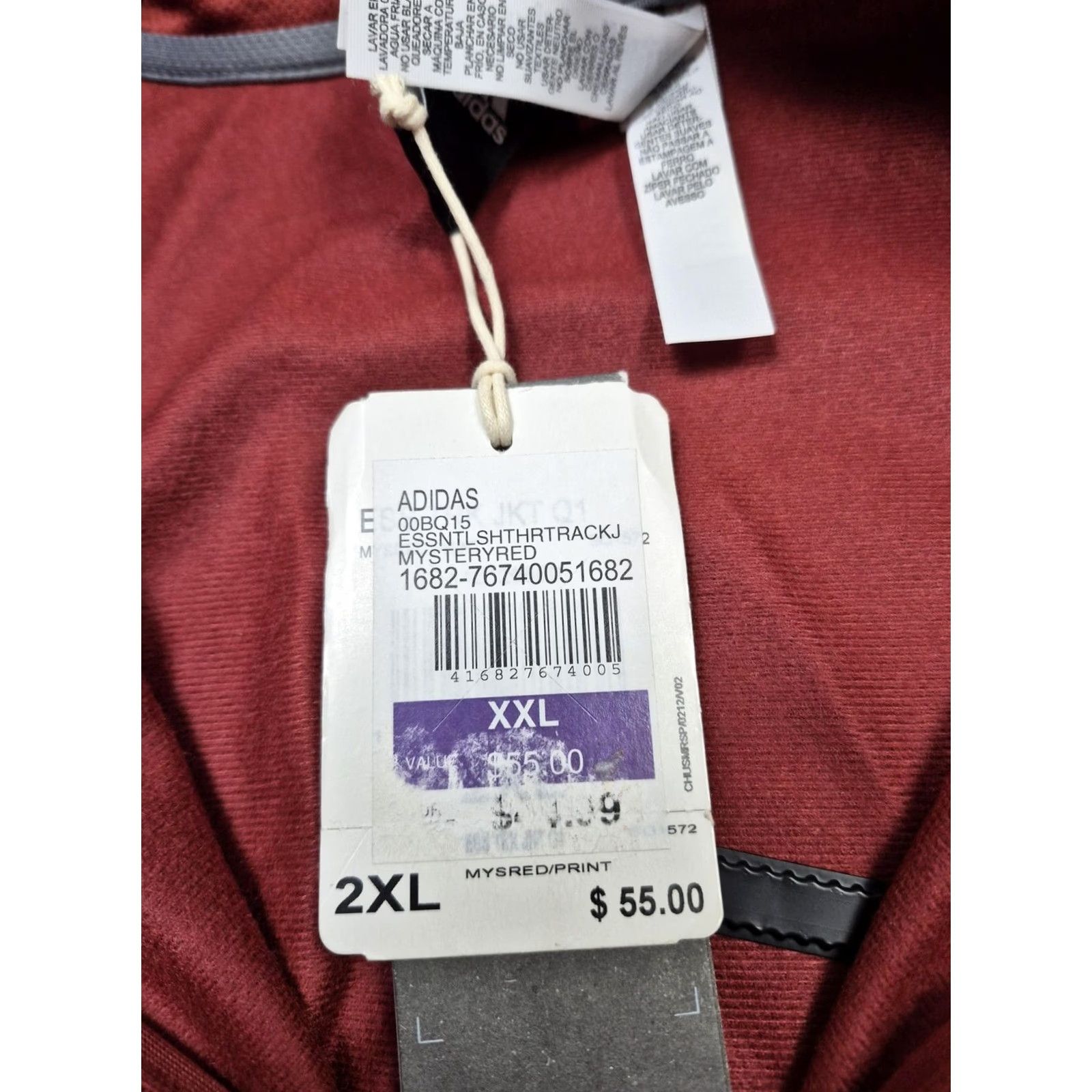 Adidas Adidas Essentials Track Jacket Mens 2XL Red Camouflage Full Zip Training BQ1572 Size US XXL / EU 58 / 5 - 4 Thumbnail