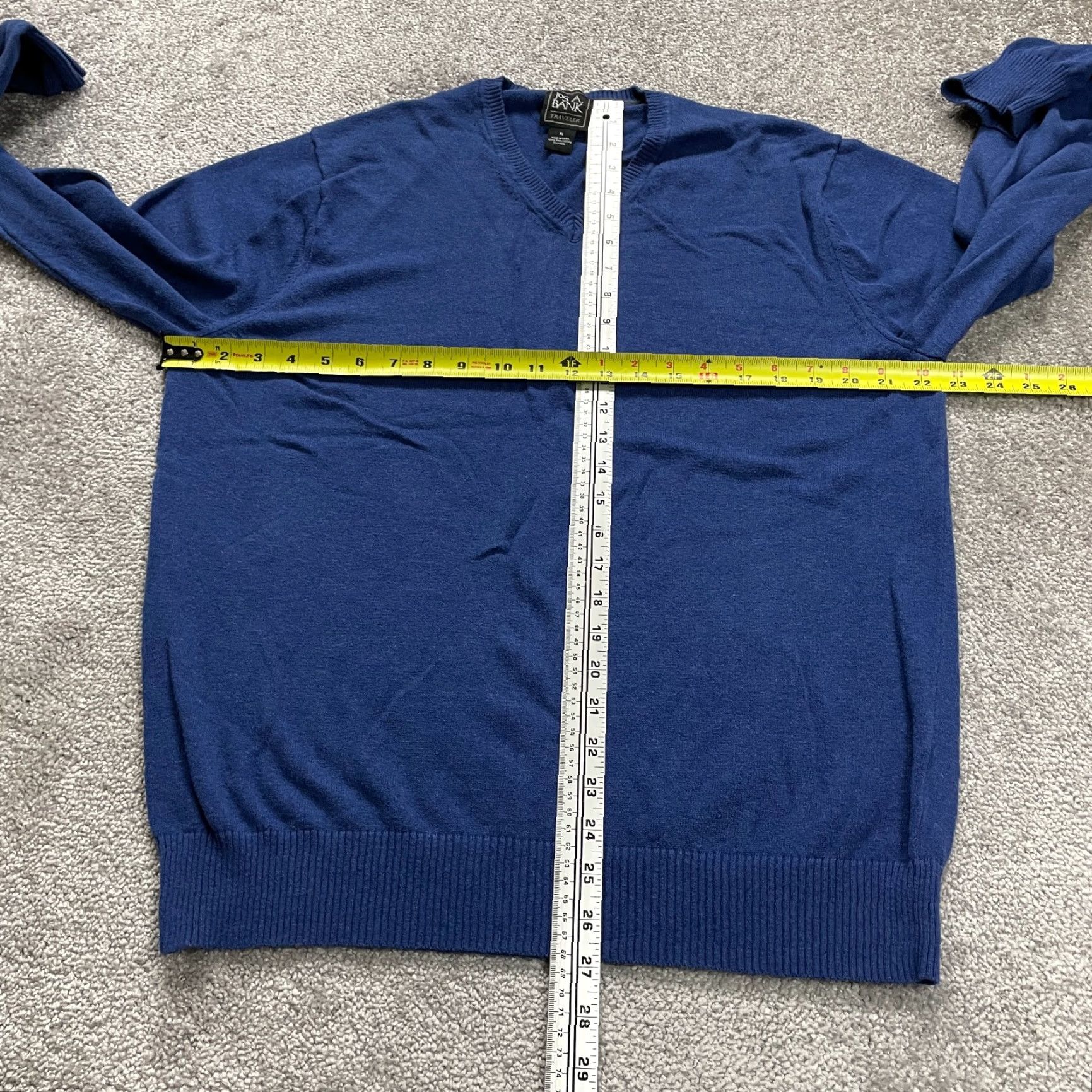 Jos. A. Bank VINTAGE Jos. A. Bank Men’s XL Pullover Sweater Knit Long Sleeve Casual Blue Solid Cotton V-Neck Winter 90s Size US XL / EU 56 / 4 - 6 Thumbnail