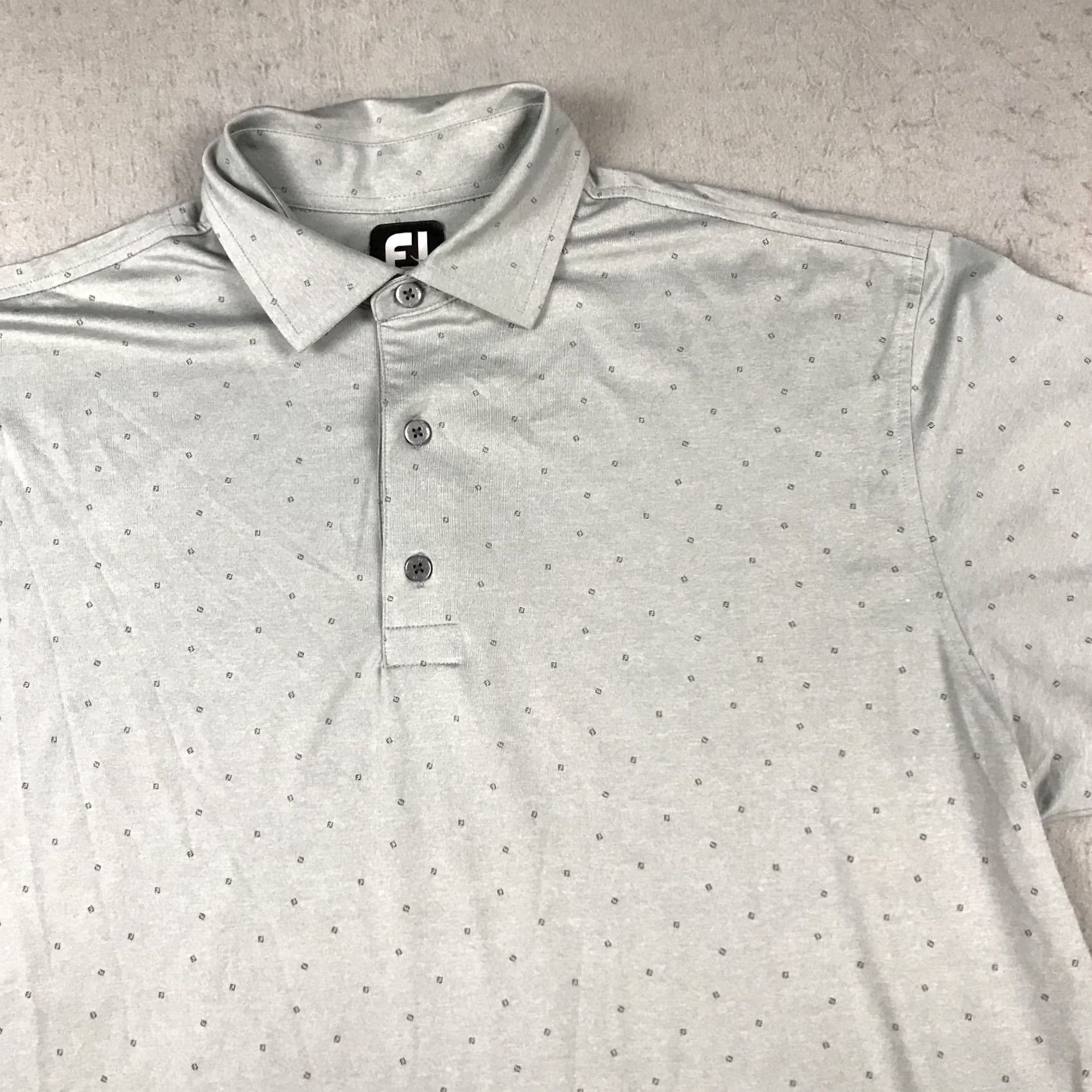 Footjoy FootJoy Polo Shirt Mens XL Gray Stretch Geometric Golf Abstract Logo Activewear, Casual Short Sleeve CollaredPullover Regular Fit Size US XL / EU 56 / 4 - 2 Thumbnail