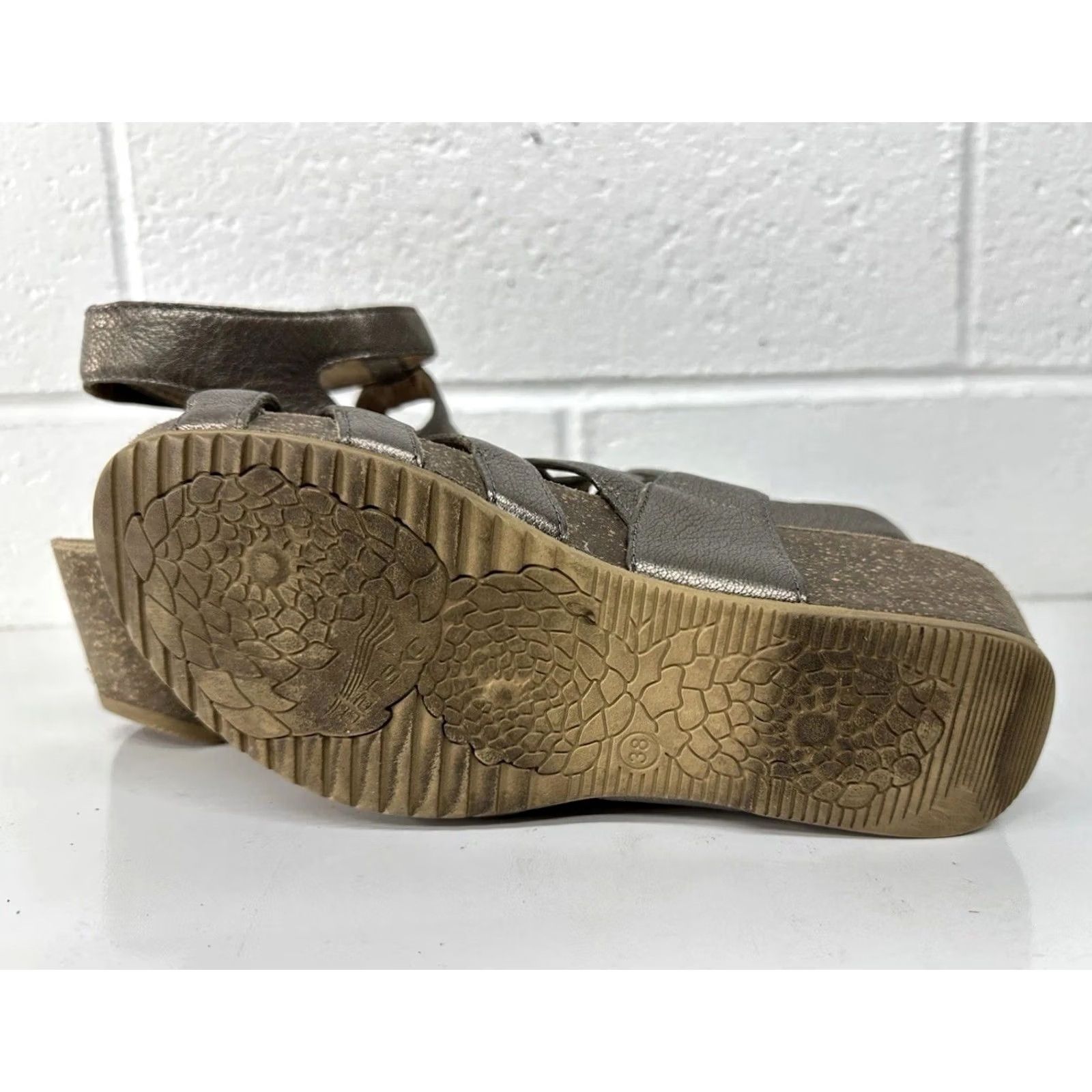 Dansko Dansko Selina Gladiator Wedge Sandal Metallic Pewter Napa Leather 38 US 7 Womens Size US 7 / IT 37 - 7 Thumbnail