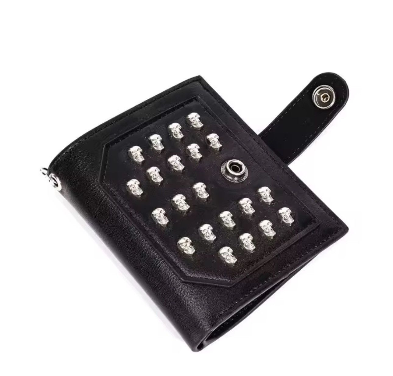 Other Gothic Punk Motorcycle PU Leather Skull Wallet Size ONE SIZE - 2 Thumbnail