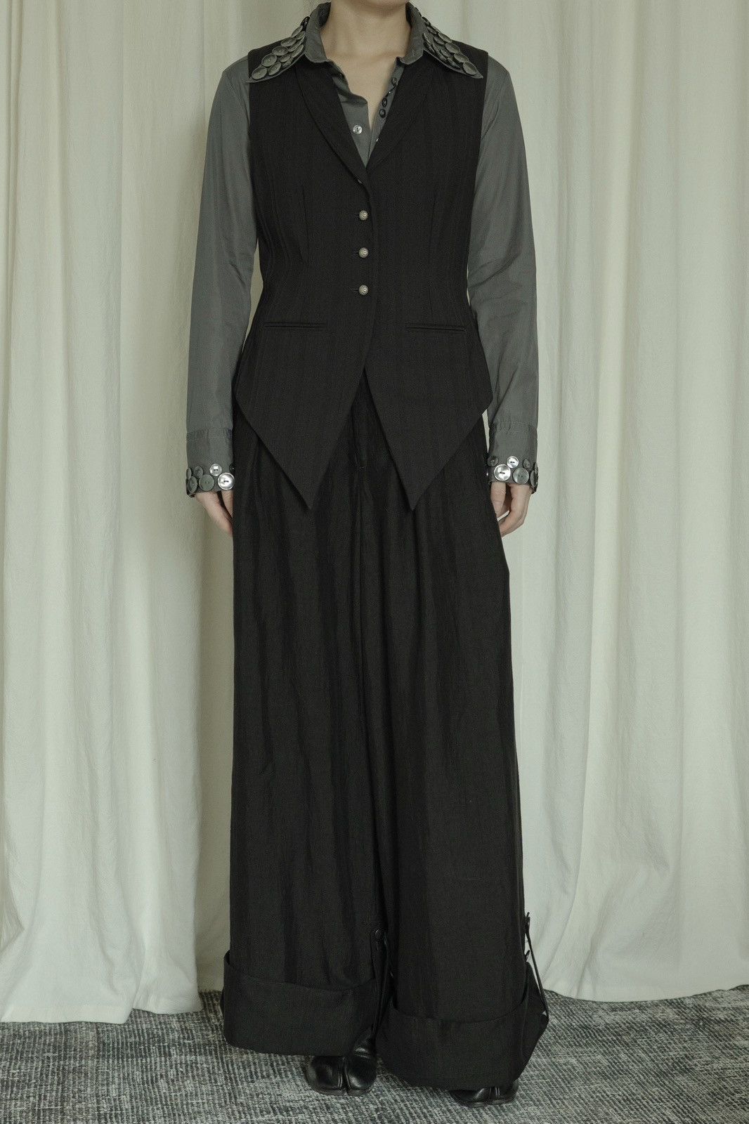Romeo Gigli Romeo Gigli AW1996 Striped Tail Vest with Silver Buttons Size S / US 4 / IT 40 - 6 Thumbnail