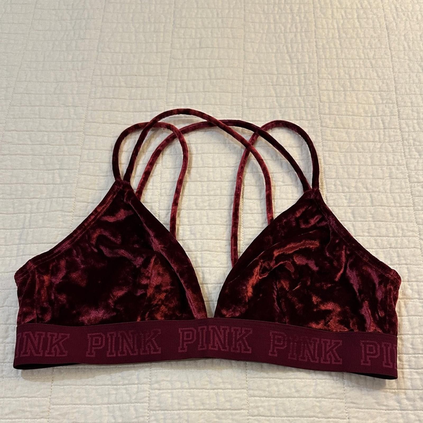 Other PINK Victoria's Secret Burgundy Velvet Bralette Large EUC Size ONE SIZE - 1 Thumbnail