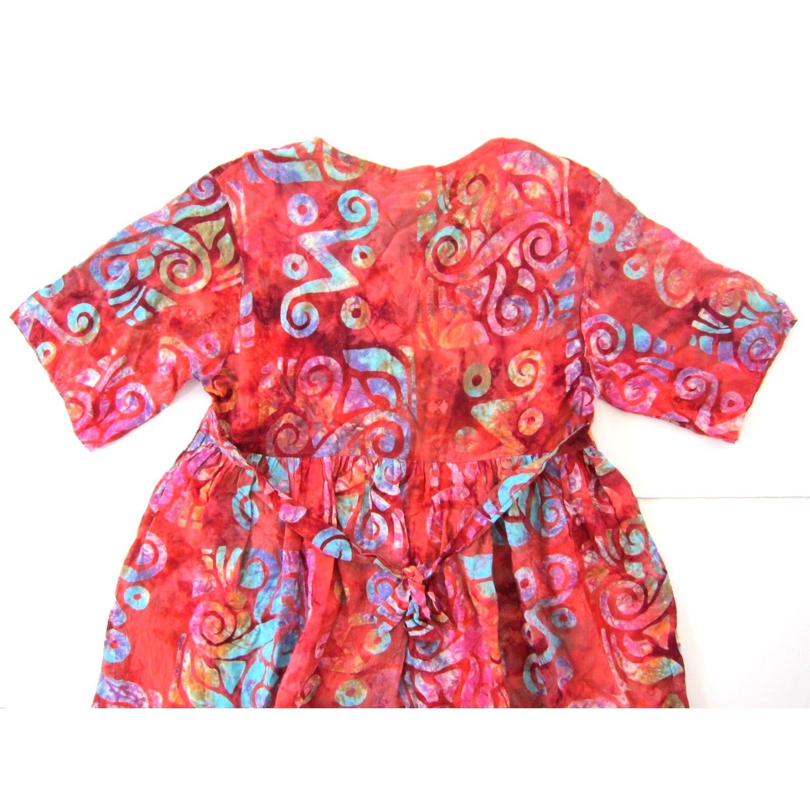 Vintage Vintage Wax Bali Dress Tunic Smock 100% Rayon Pink Blue Tie Dye Short Sleeve M Womens Size 32" / US 10 / IT 46 - 6 Thumbnail